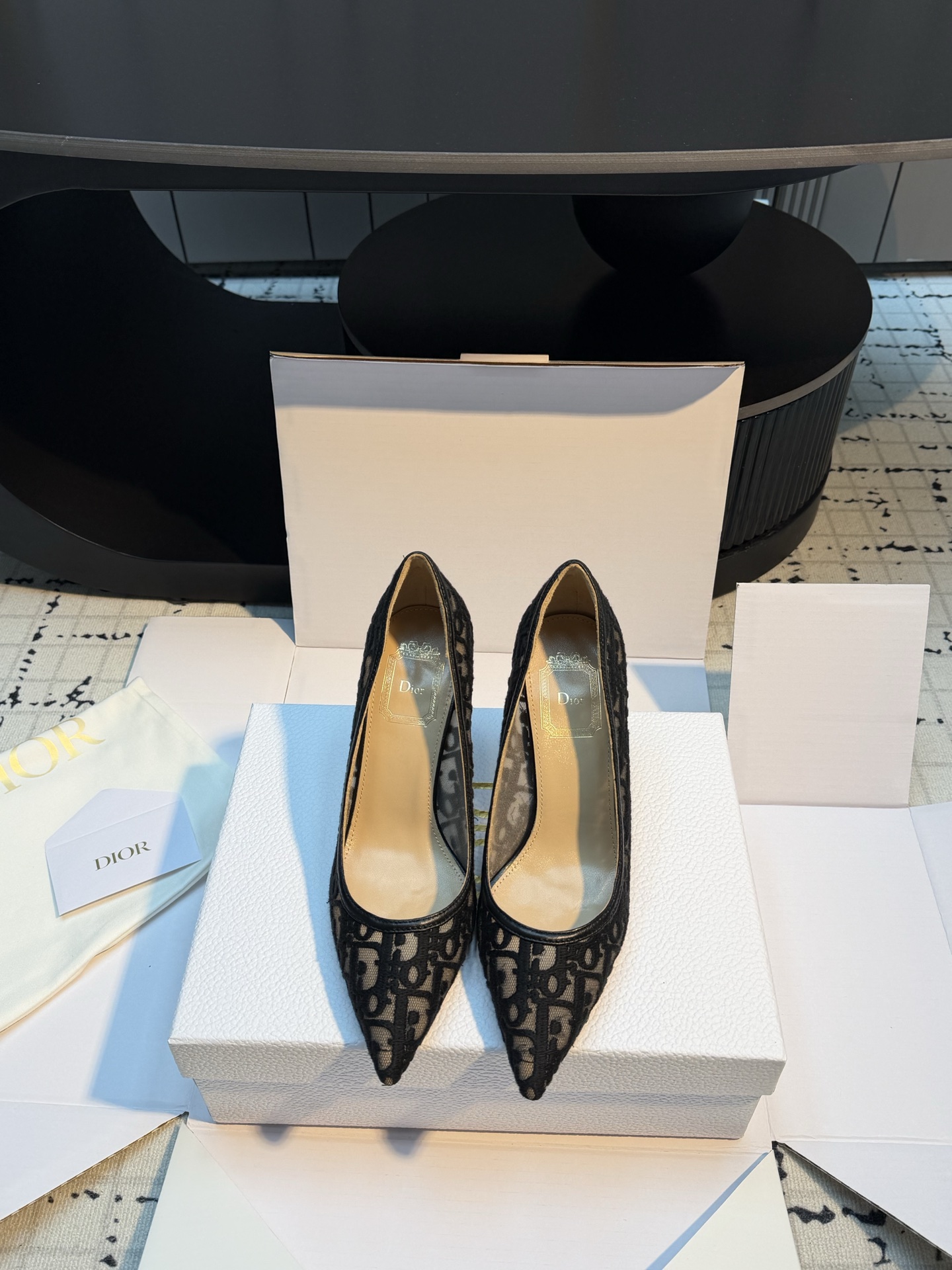 dior black adiorable oblique pumps