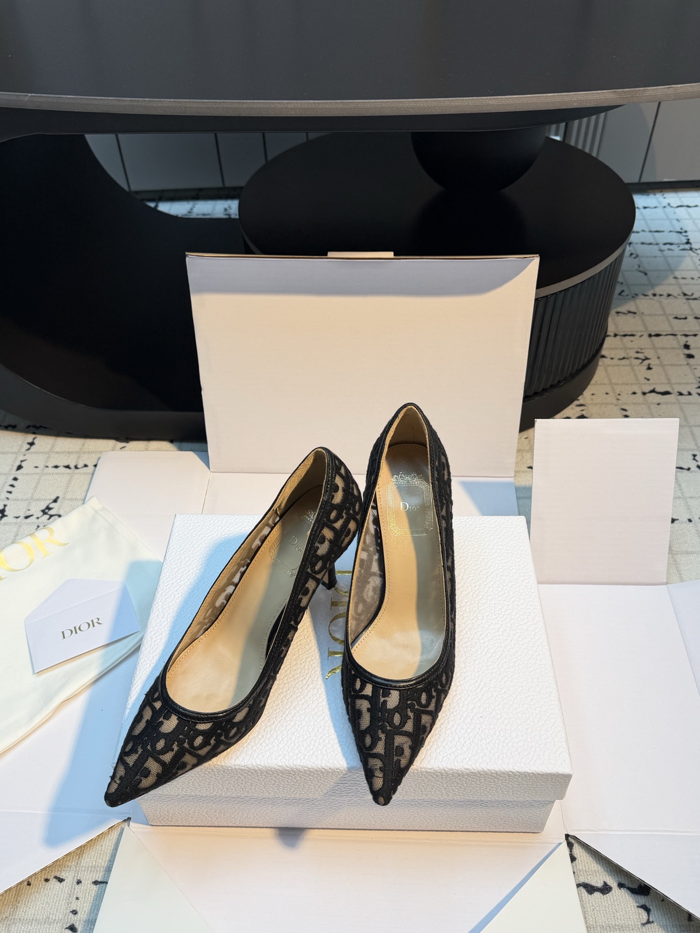 dior black adiorable oblique pumps