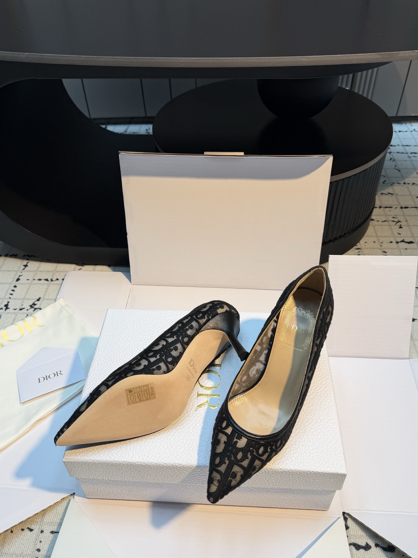 dior black adiorable oblique pumps