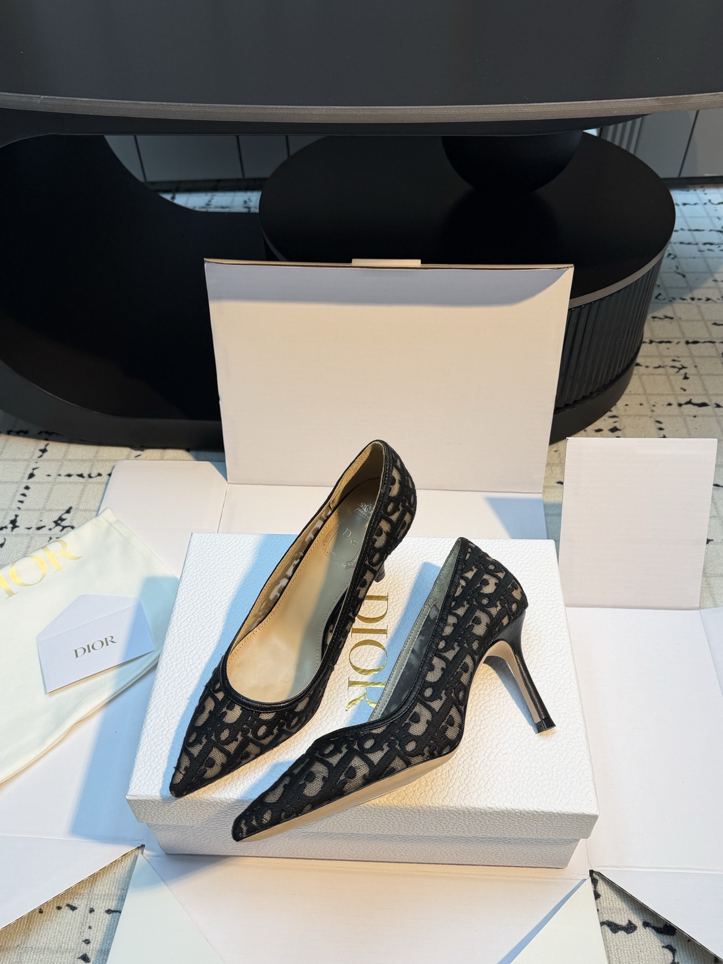 dior black adiorable oblique pumps