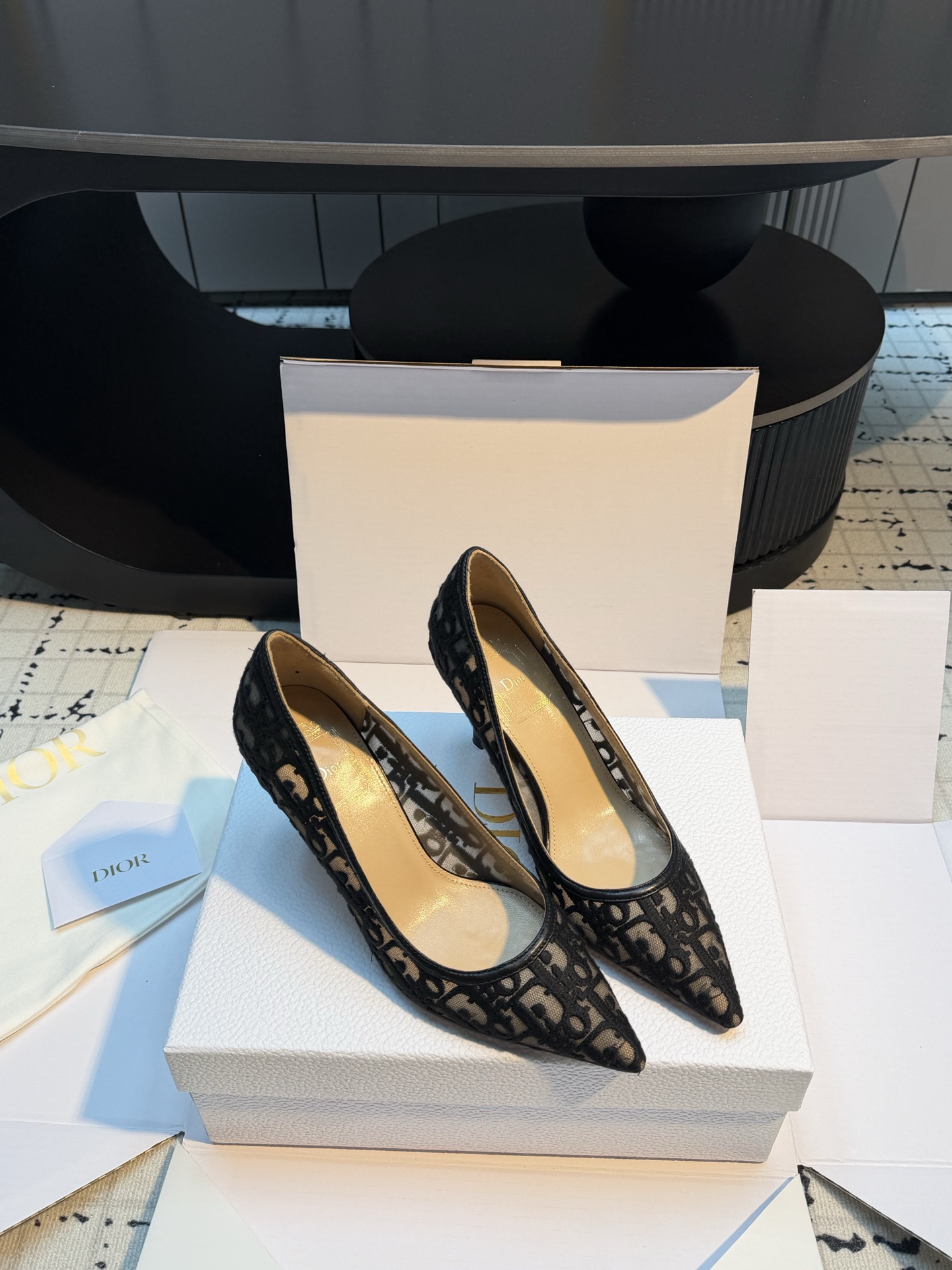 dior black adiorable oblique pumps