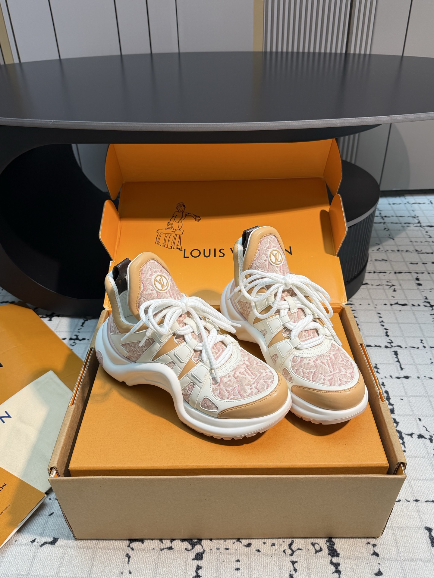Louis Vuitton Pink Chunky Lace-Up Sneakers