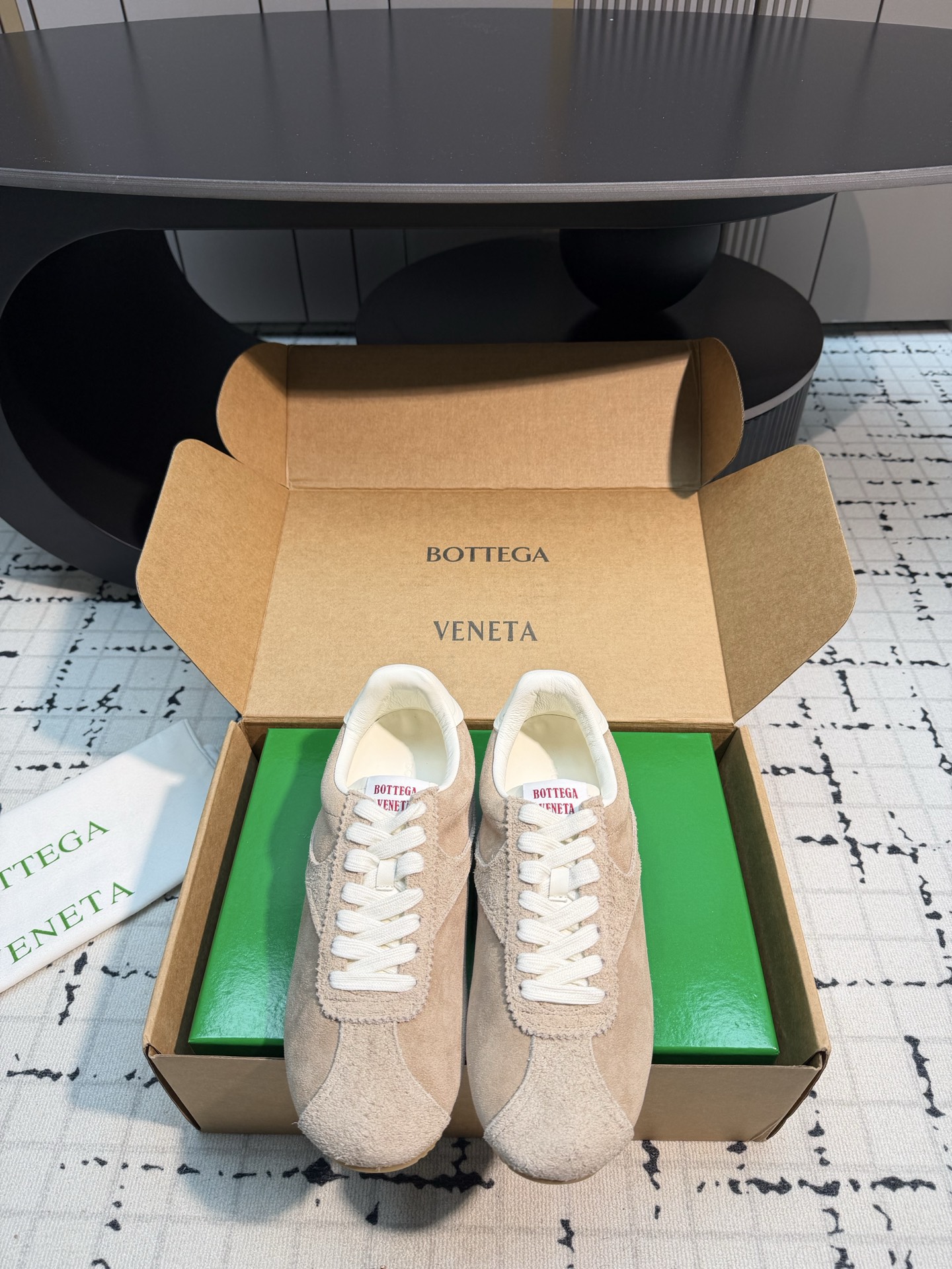 Bottega Veneta Beige Lace Up Sneakers