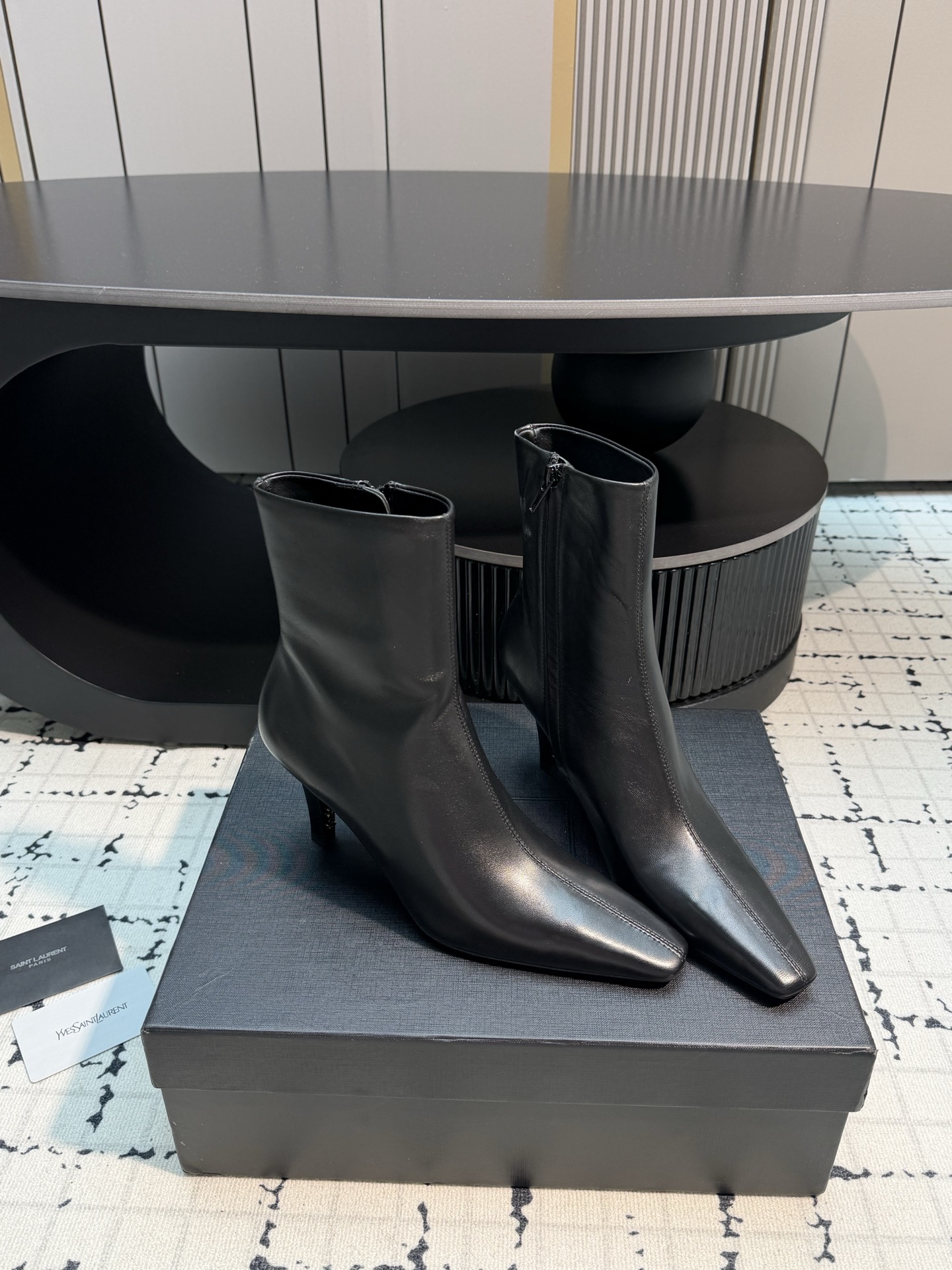 Saint Laurent Black Pointed Ankle Boots