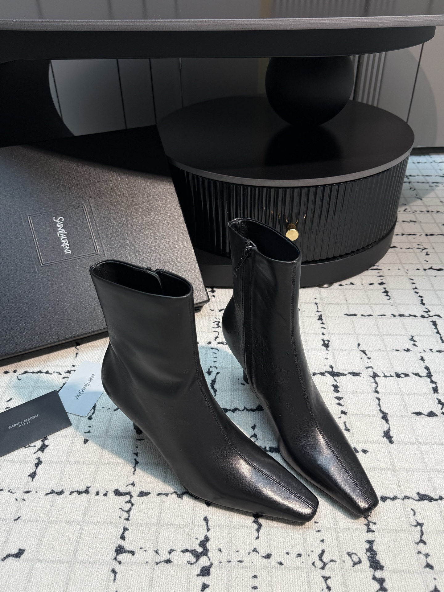 Saint Laurent Black Pointed Ankle Boots
