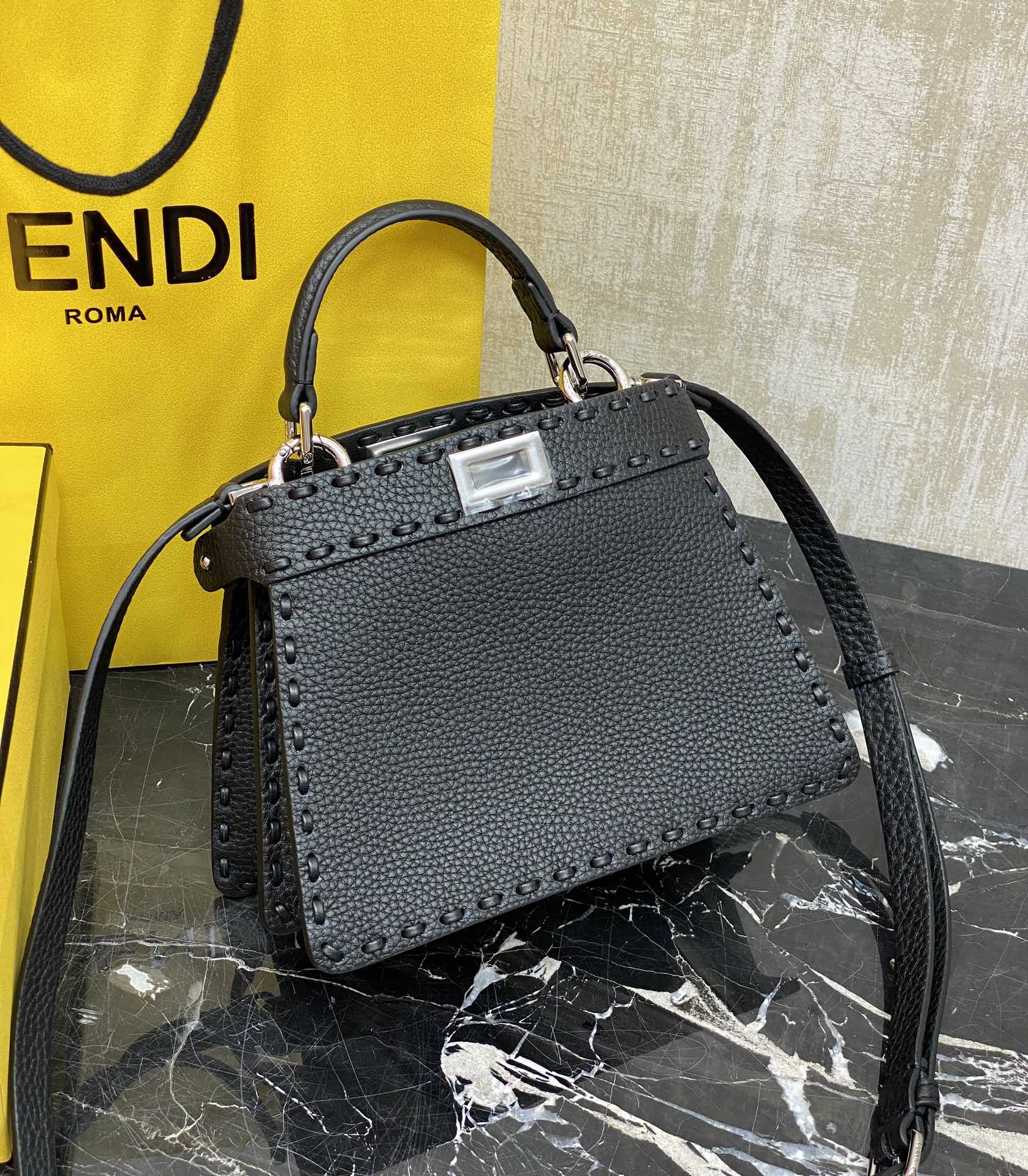Fendi handmade bag latest hand-stitched peekaboo petite