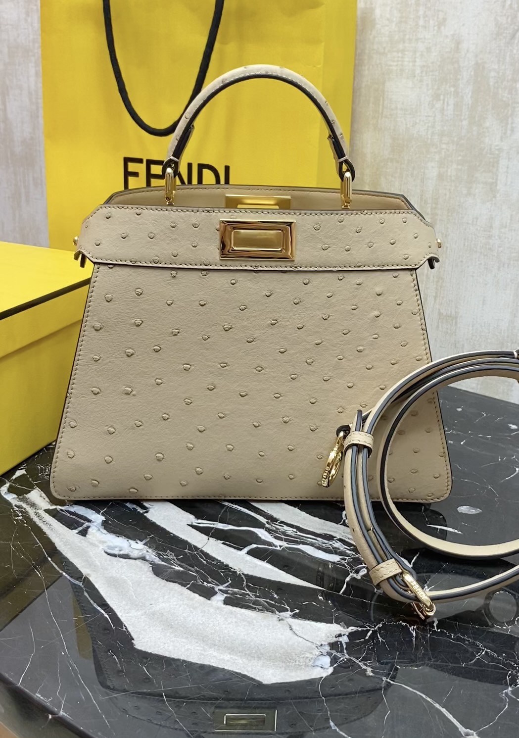 Fendi PEEKABOO, rare animal ostrich skin