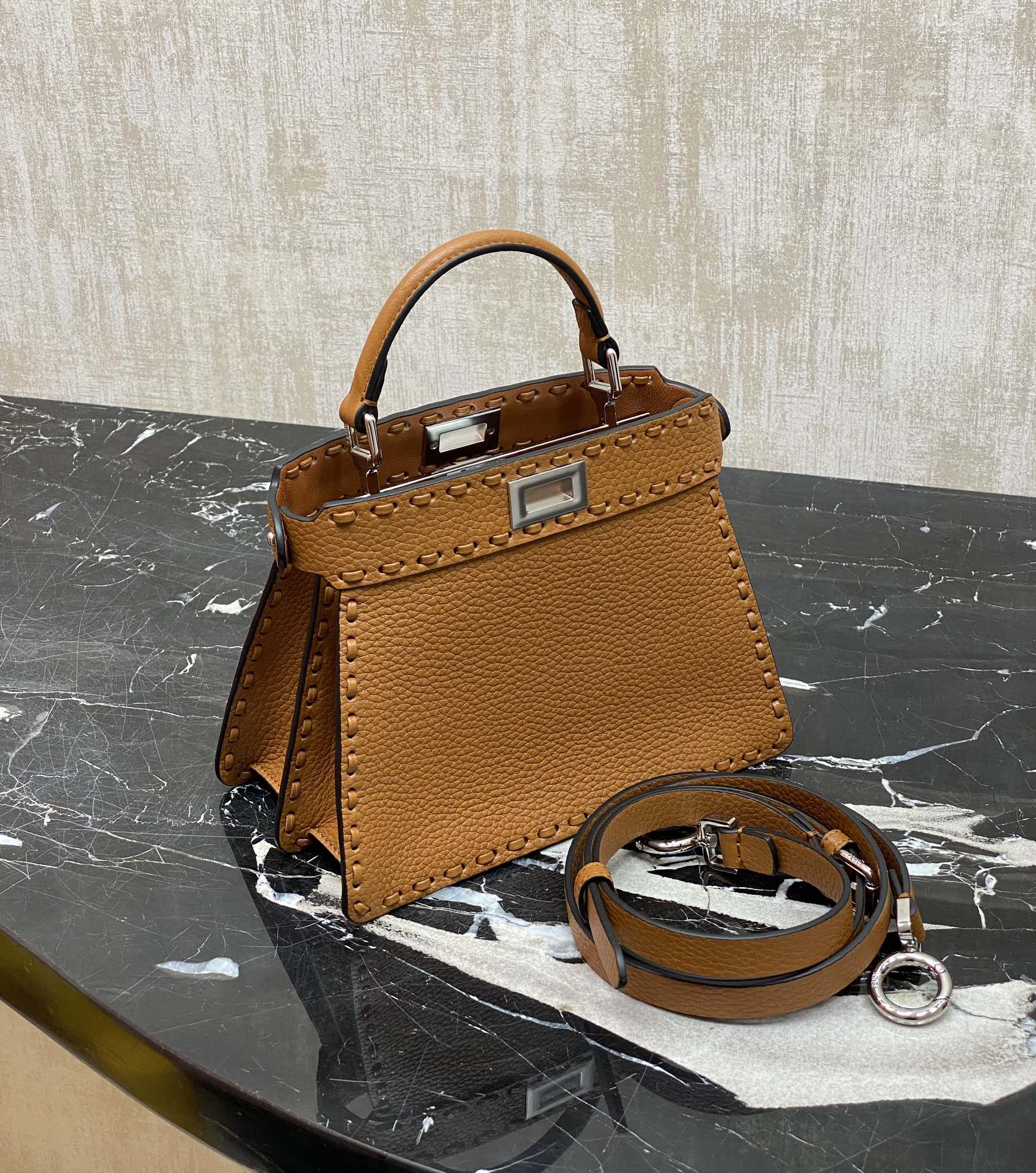Fendi handmade bag latest hand-stitched peekaboo petite