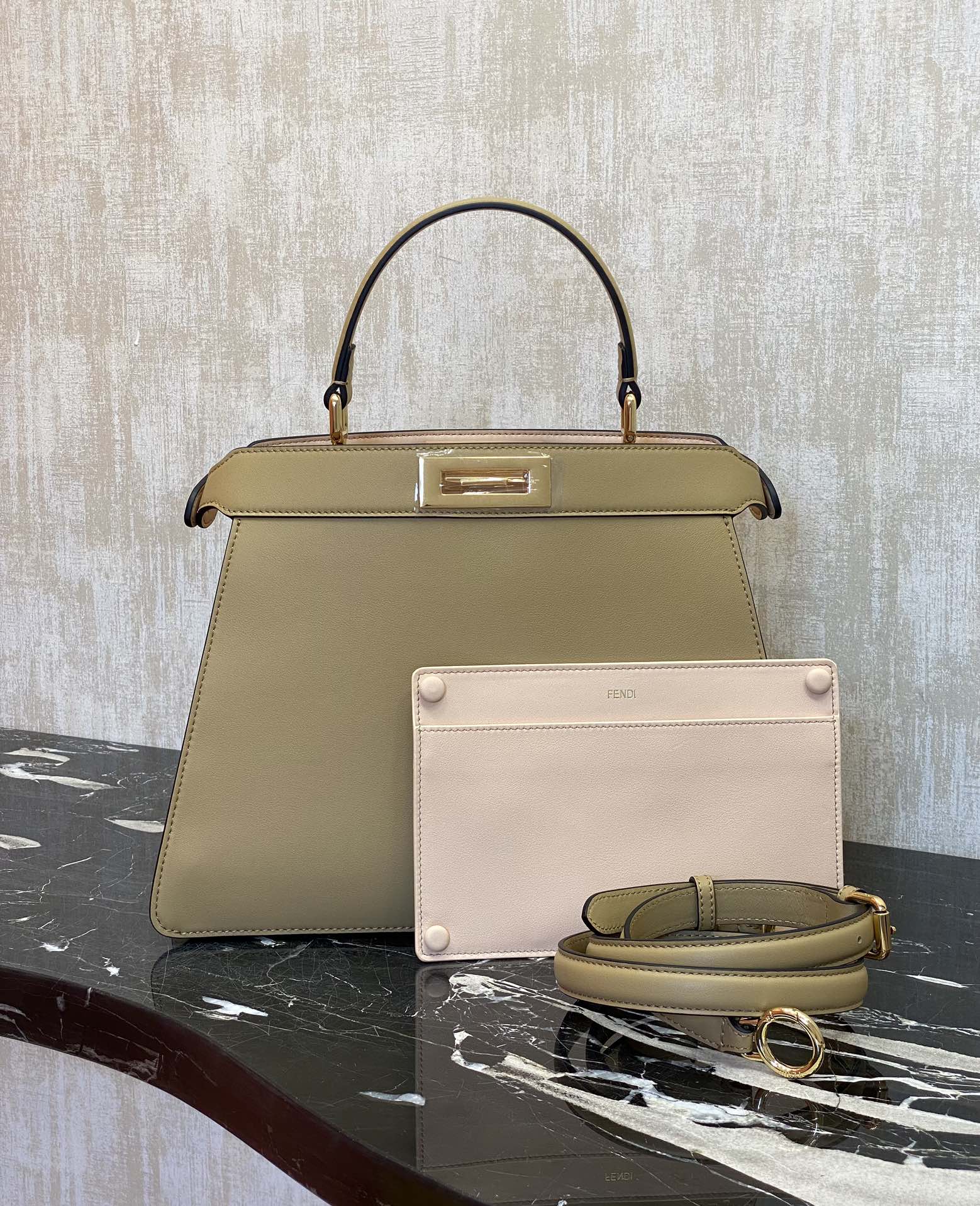 Fendi Details:, large size 33cm, apricot color