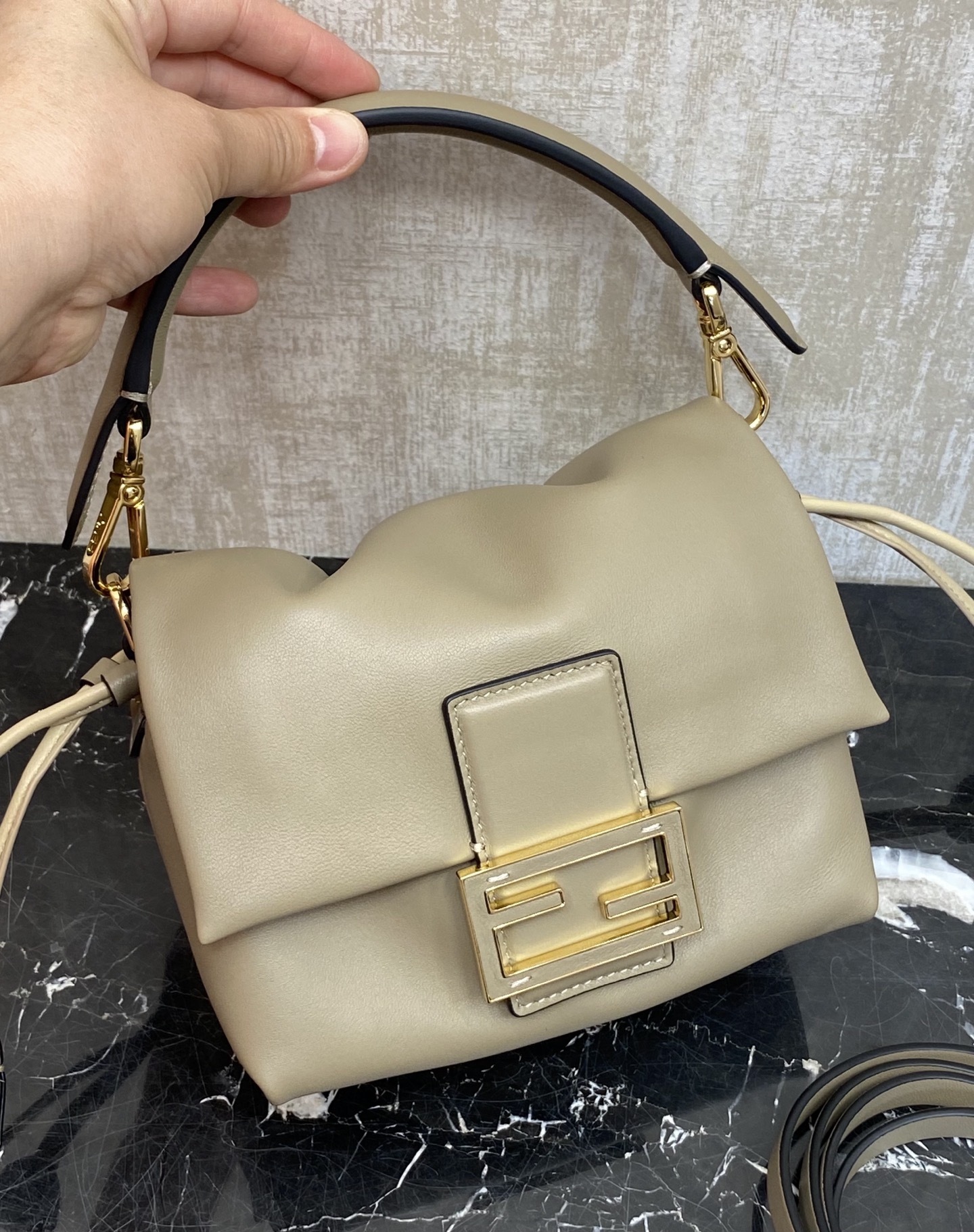Fendi handmade bag, small dove gray