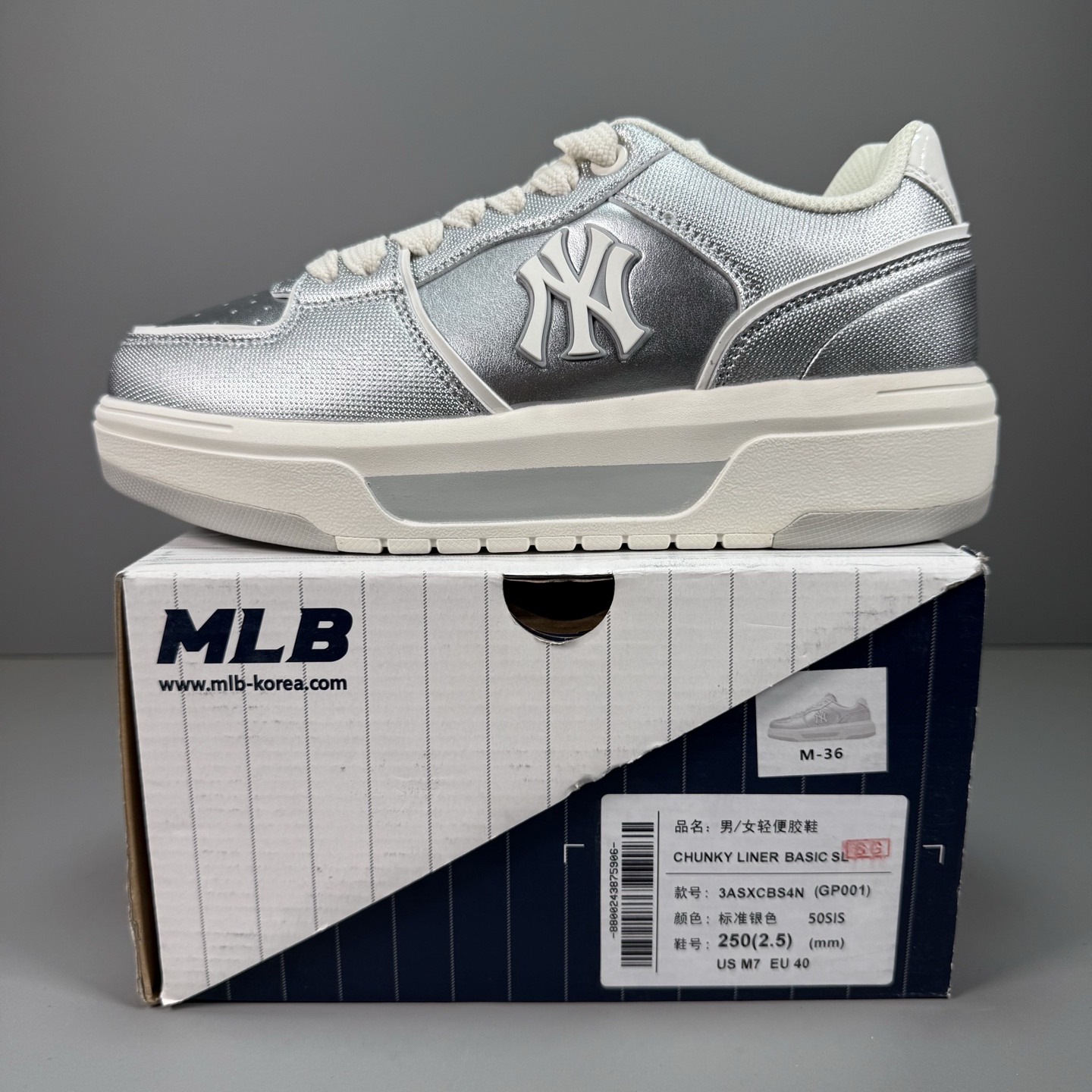 福利特价
 MLB Chunky Liner Basic 复古印花学长鞋系列低帮轻量增高厚底百搭休闲运动