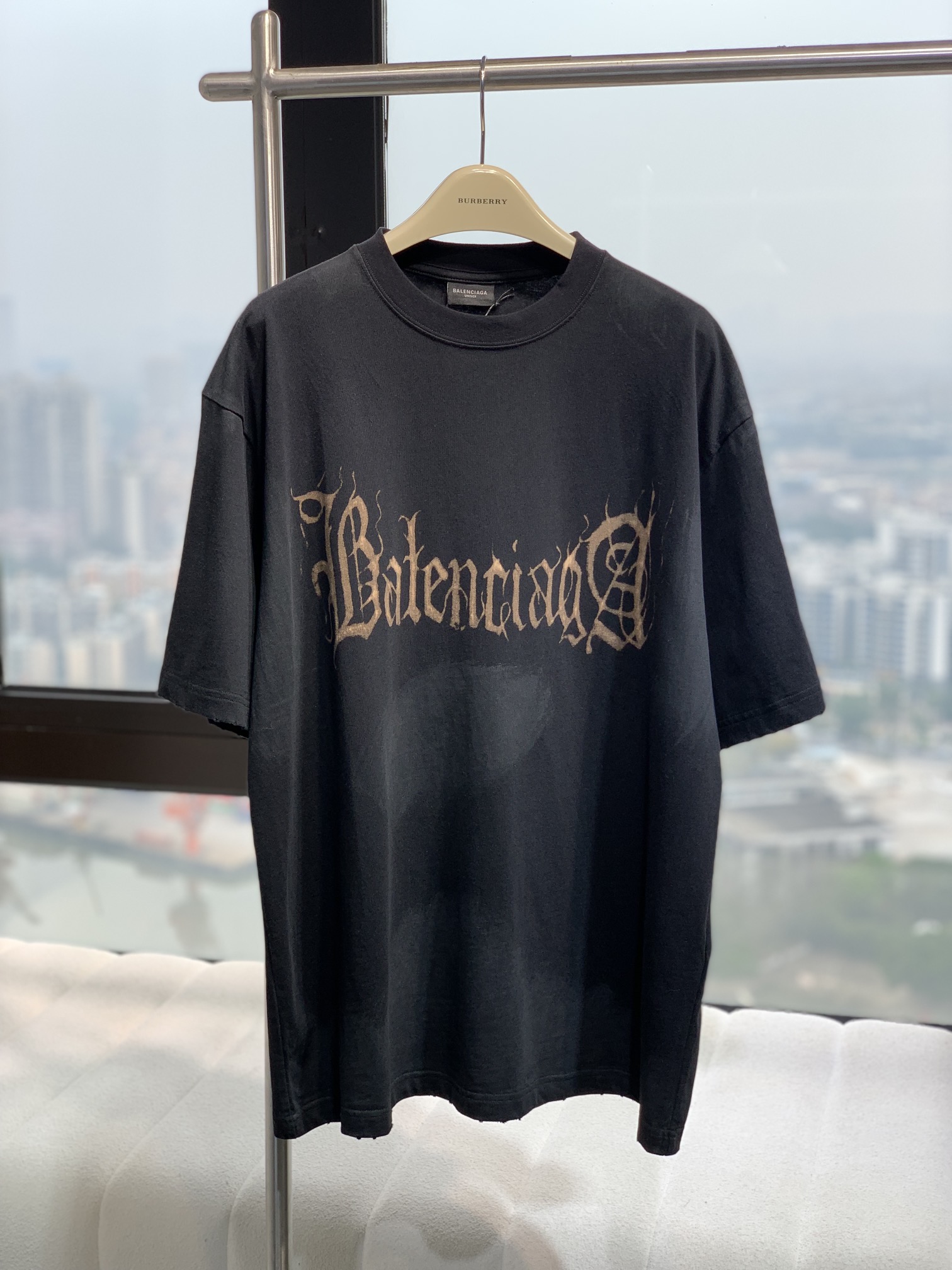 Balenciaga Kopen Kleding T-Shirt Afdrukken Katoen Lente/Zomercollectie Korte mouw