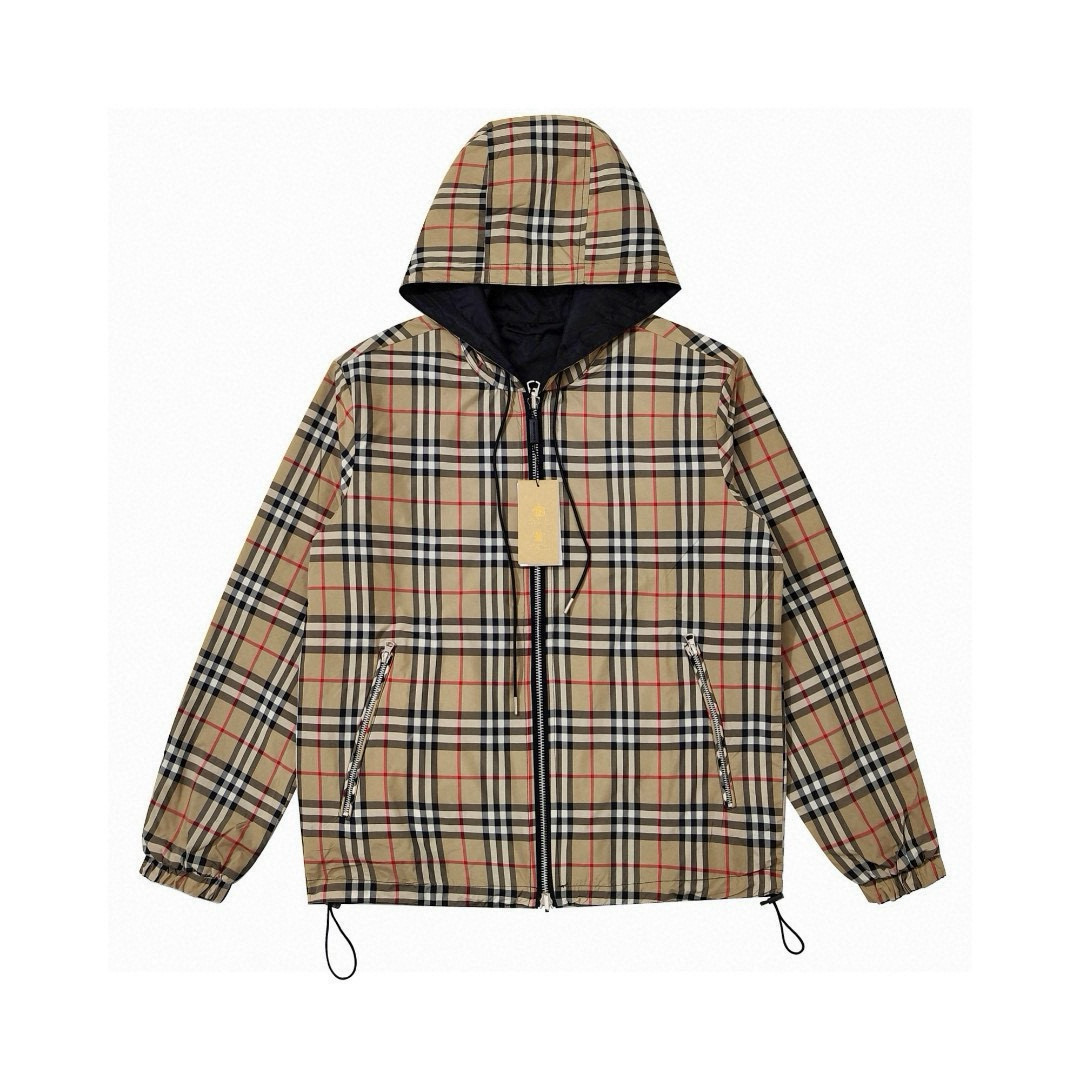 Nuevo: [Reversible] Número de estilo: B120 La nueva chaqueta con capucha reversible a cuadros clásica de Burbberry 1️⃣ …