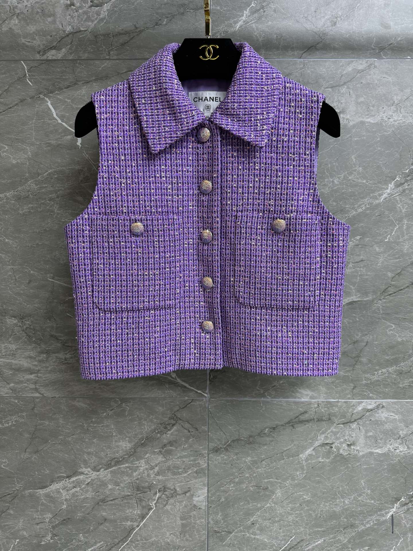 Chanel Clothing Waistcoats Buy High-Quality Fake
 Purple Set With Diamonds Silk Spring Collection SML535480