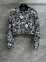 Fake High Quality
 Chanel Clothing Coats & Jackets Black Doodle White Fall/Winter Collection SML535680