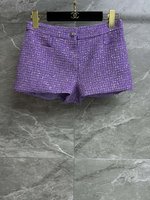Buy Replica
 Chanel Clothing Shorts Purple Set With Diamonds Silk Spring Collection SML535290