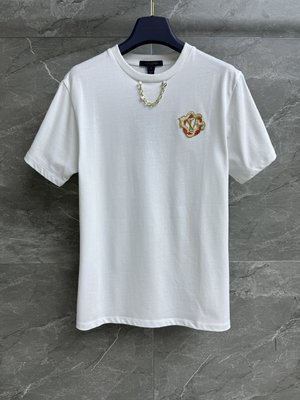 Louis Vuitton Clothing T-Shirt Embroidery Cotton Spring Collection Chains SML535160