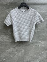Customize Best Quality Replica
 Dior Clothing T-Shirt Knitting Spring/Summer Collection Vintage Short Sleeve