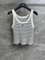 Dior Clothing Tank Tops&Camis Luxury 7 Star Replica
 Embroidery Knitting Linen Spring/Summer Collection SML535210