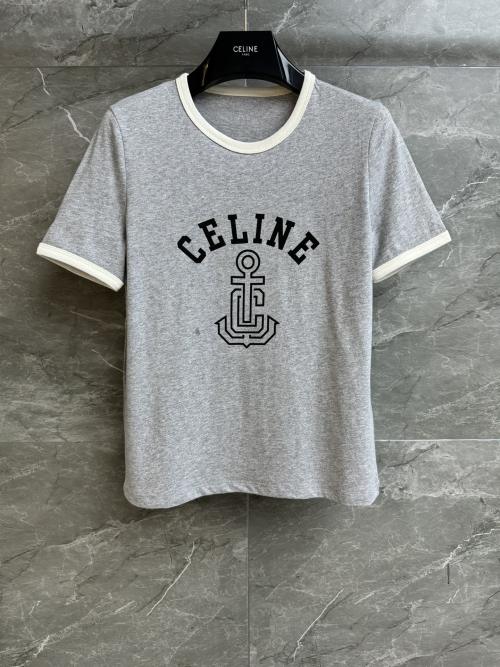 Celine Anchor Print T-Shirt - Crew Neck, Short Sleeve, Summer Collection 1 Celine Anchor Print T-Shirt - Crew Neck, Short Sleeve, Summer Collection