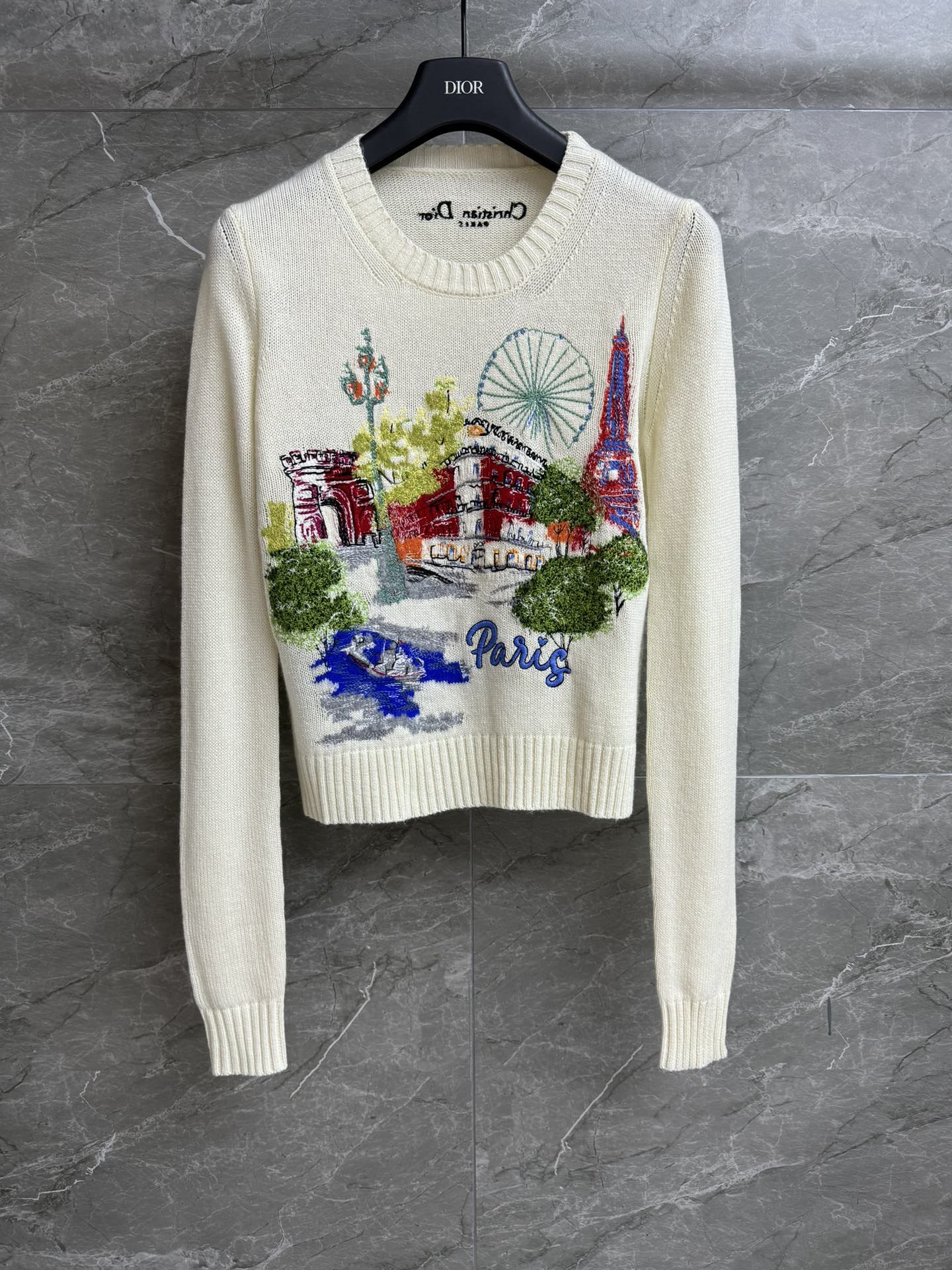 NO:486377,New models for early autumn are shipped D-home city embroidery sweater 2025 city limited series Round neckline design Precision three-dimensional urban street embroidery pattern Fashionable and high-end cashmere knitted fabric Soft and comfortable Slim fit style Slim and temperament on the upper body Full trademark Size SML, Dior, Sweaters, Alexander wang19860909早秋新款出货啦 D家城市刺绣毛衣 2025城市限定系列 圆领领口设计 精密立体的城市街景刺绣图案 时髦高级 羊绒针织面料 柔软舒适 修身版型 上身显瘦又气质 商标齐全 尺码SML,,dior,sweaters,alexander wang,Women's clothing