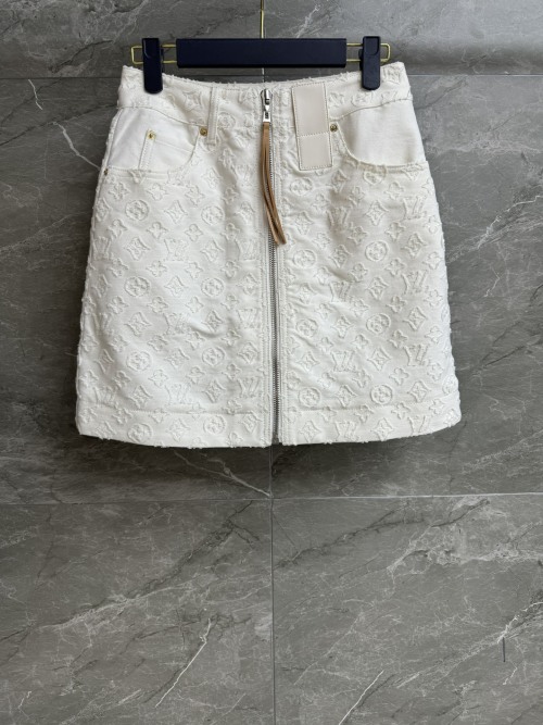 Louis Vuitton Jacquard Denim Mini Skirt with Leather Zipper Pull 1 Louis Vuitton Jacquard Denim Mini Skirt with Leather Zipper Pull