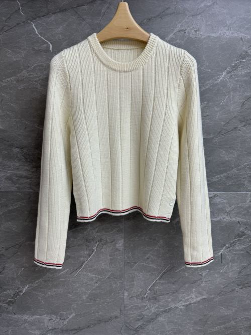 TB Wool Knit Sweater - Crewneck with Striped Trim - Slim Fit 1 TB Wool Knit Sweater - Crewneck with Striped Trim - Slim Fit