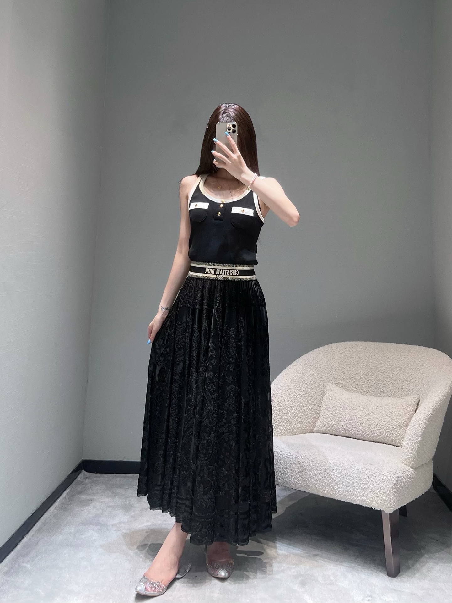 Dior Dress Sets 2025 New Fashion Classic Retro Elegant Pure Black Skirt S-L 10 i1757069695079 3974 0 7