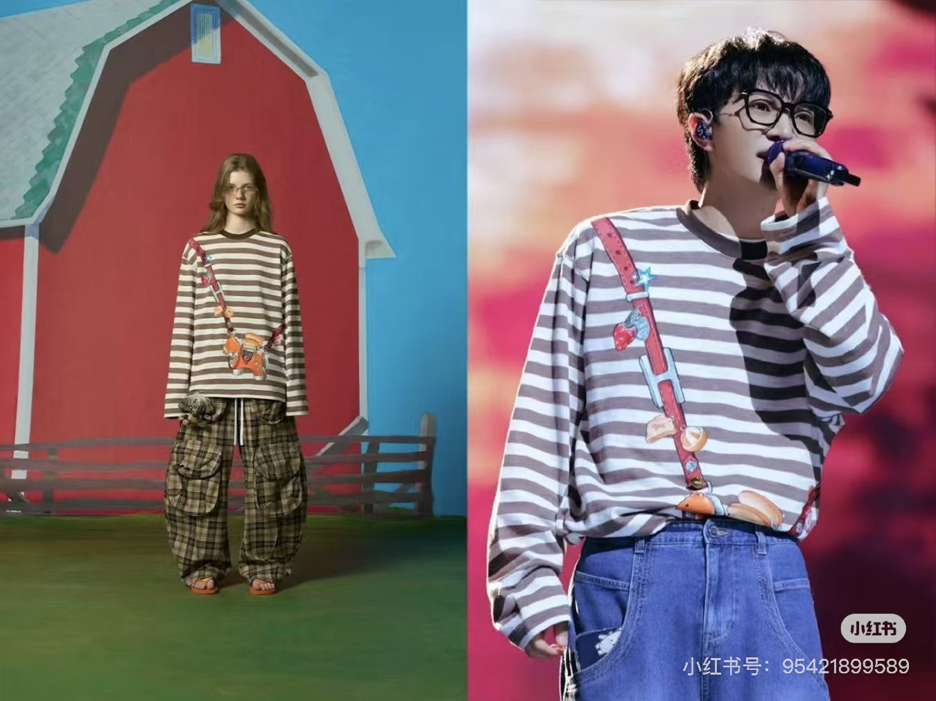 NO:708595,CHEER*UPi*26SS New Early Spring Series // Zhou Shen’s same style retro striped three-dimensional decorative long-sleeved top is designed with wide stripes splicing, and the collar is a contrasting ribbed round neck; the technology of combining patchwork and three-dimensional pendants creates the visual effect of 'crossbody accessories', with metal star logos, leather straps, cartoon elements, etc., rich in layers and full of fun.SML,,19860909CHEER*UPi*26SS早春新款系列//周深同款复古条纹立体装饰长袖上衣采用宽条纹拼接设计,领口为撞色罗纹圆领；贴布与立体挂件结合的工艺,打造出“斜挎配饰”的视觉效果,配饰金属星标、皮质挂带、卡通元素等,层次丰富且充满趣味.SML,,,Women's clothing