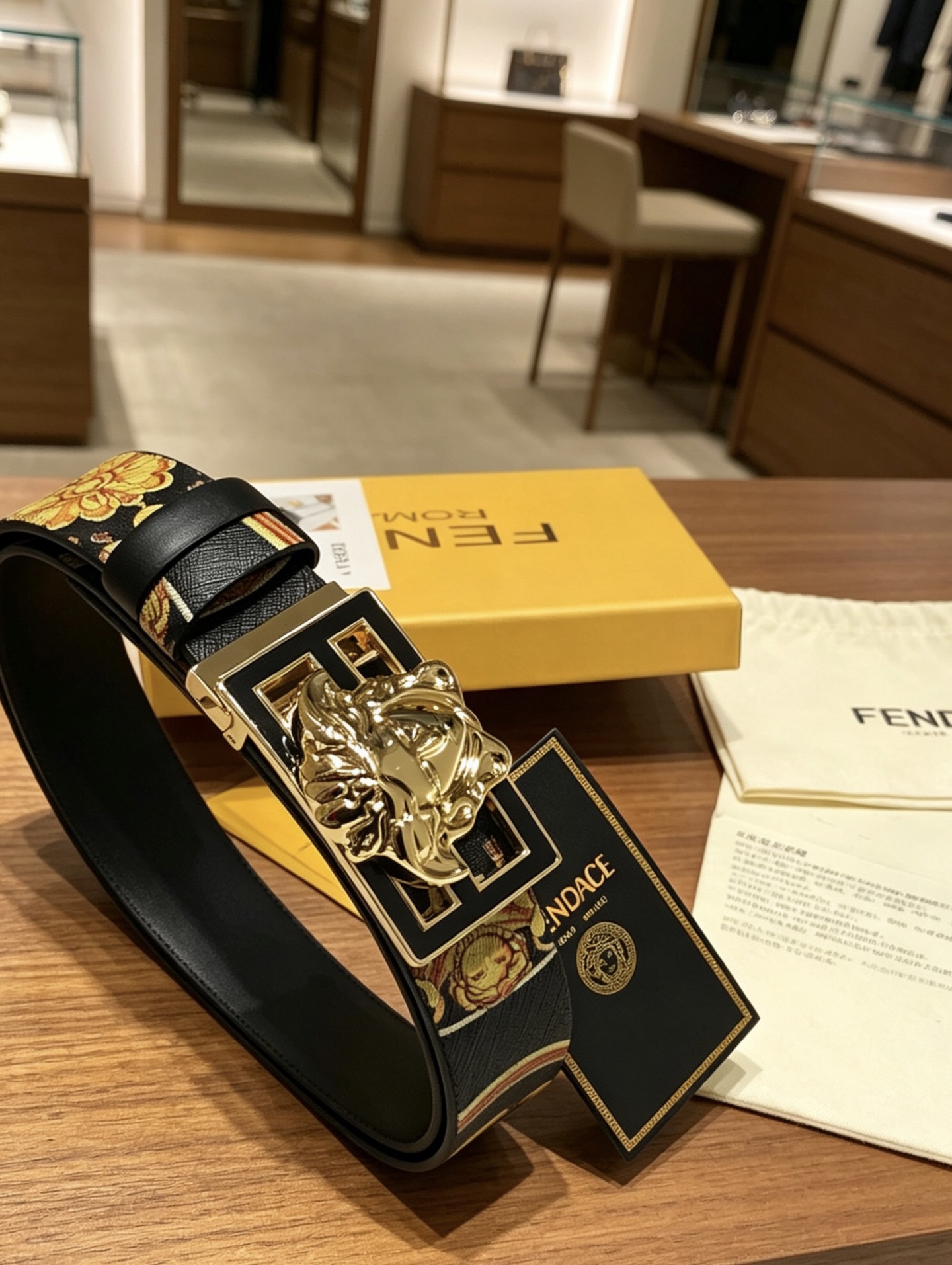 💯💯配送专柜包装 打孔针    新款 FD 宽35 MM 标志造型宽皮带，联名钉扣式美人头扣，范家原版进