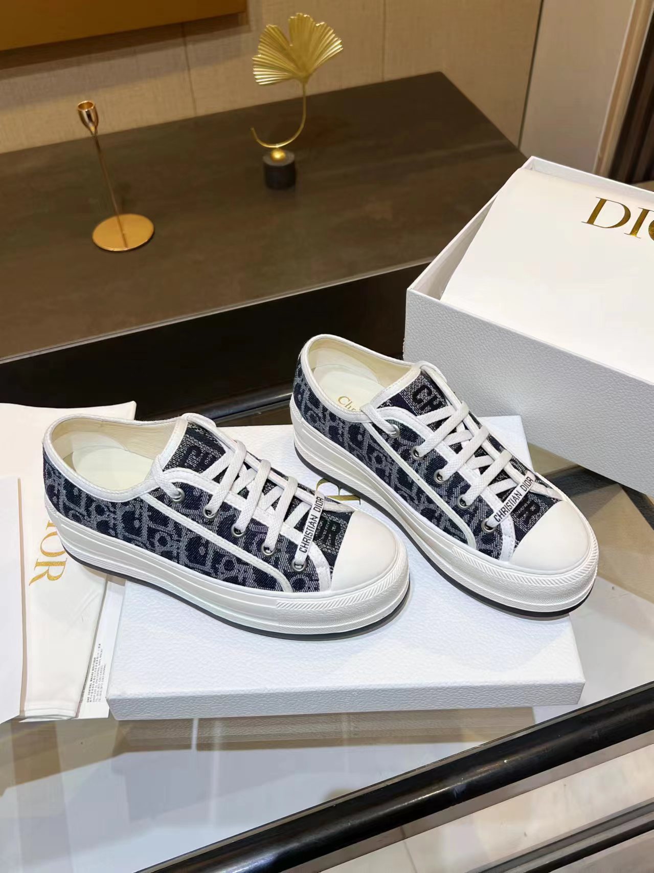 Dior Sneakers Canvas Shoes Embroidery Women Canvas Cotton PU Sheepskin TPU Oblique Casual