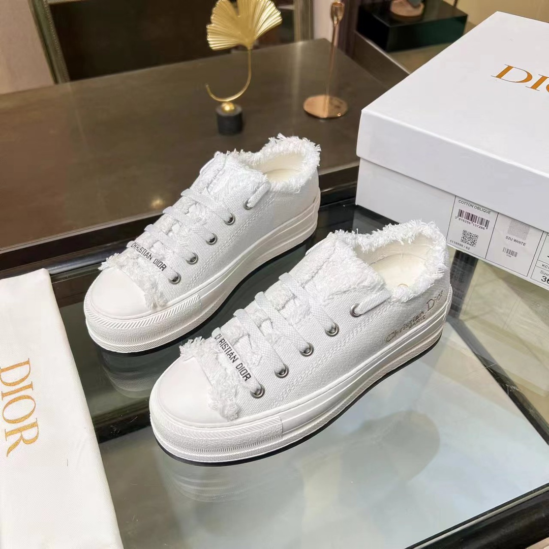 Dior Sneakers Canvas Shoes Embroidery Women Canvas Cotton PU Sheepskin TPU Oblique Casual