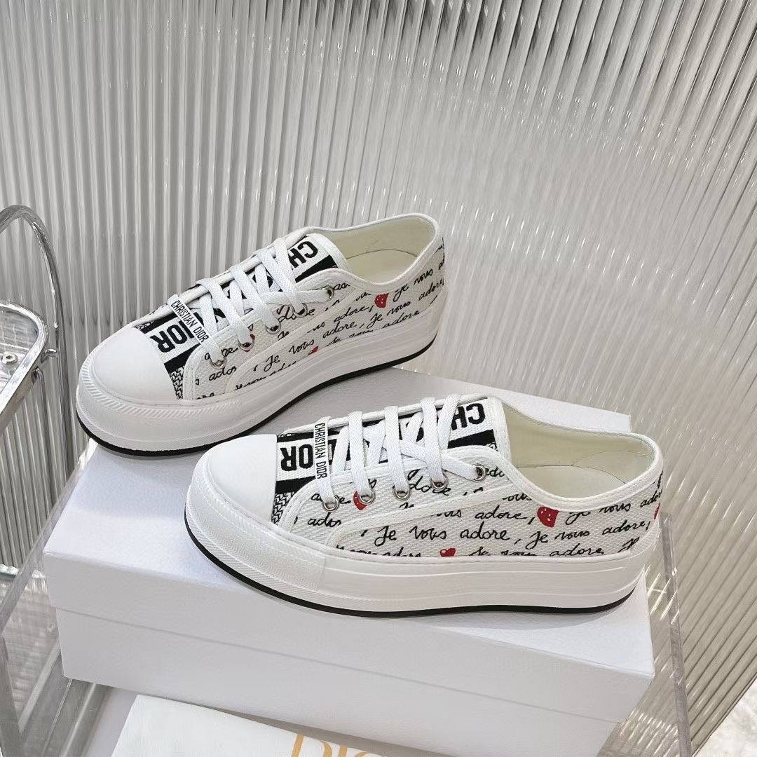 Dior Sneakers Canvas Shoes Embroidery Women Canvas Cotton PU Sheepskin TPU Oblique Casual