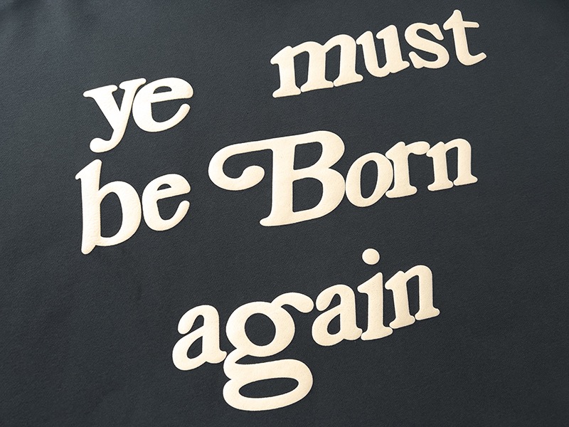 T34# P85毛圈款
 CPFM ye must be Born again必须重生连帽卫衣
每件衣服均有6张水洗注意贴纸赠送，上面写着
我很敏感！请用冷水水洗 自然晾干
毛圈款420克
黑 藏青 水泥灰
S M L XL
（同款加绒看款号T1）