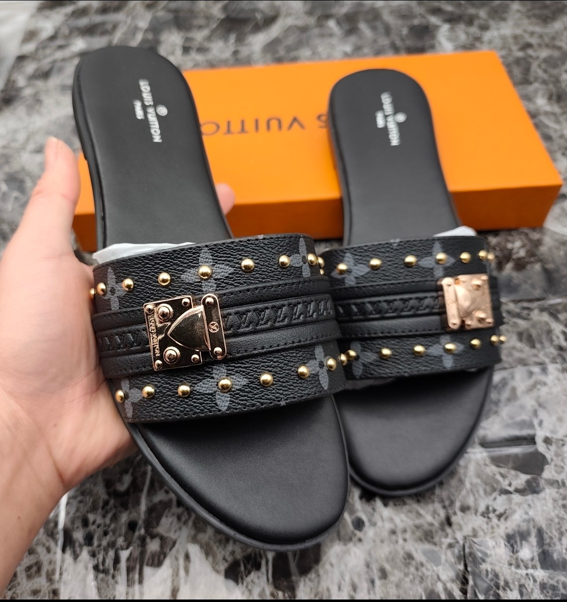 Louis Vuitton Lock It Flat Sandals for Women, Designer Slides Summer Shoes 2 a1742558716712 4571