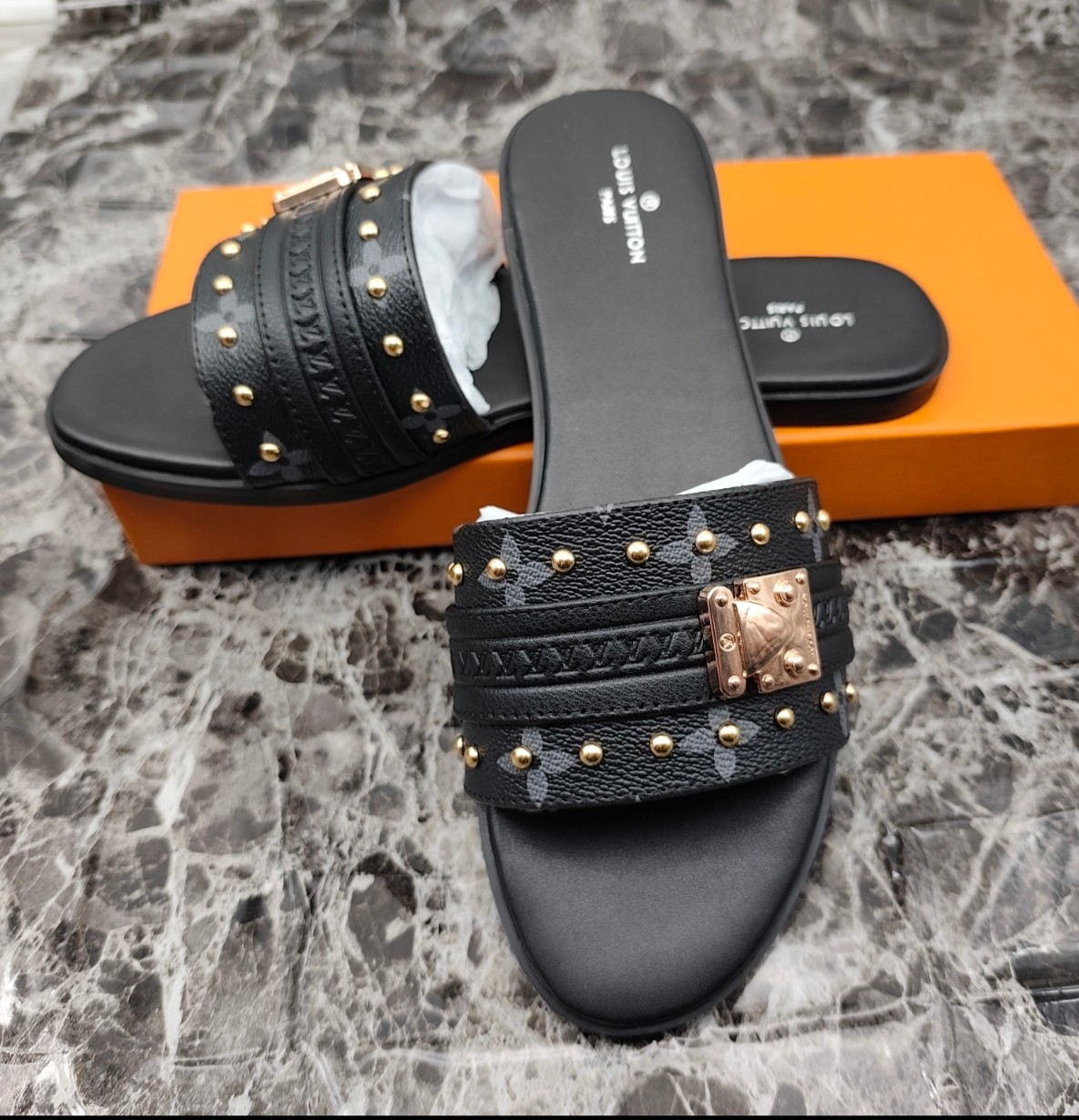 Louis Vuitton Lock It Flat Sandals for Women, Designer Slides Summer Shoes 6 a1742558716714 1025