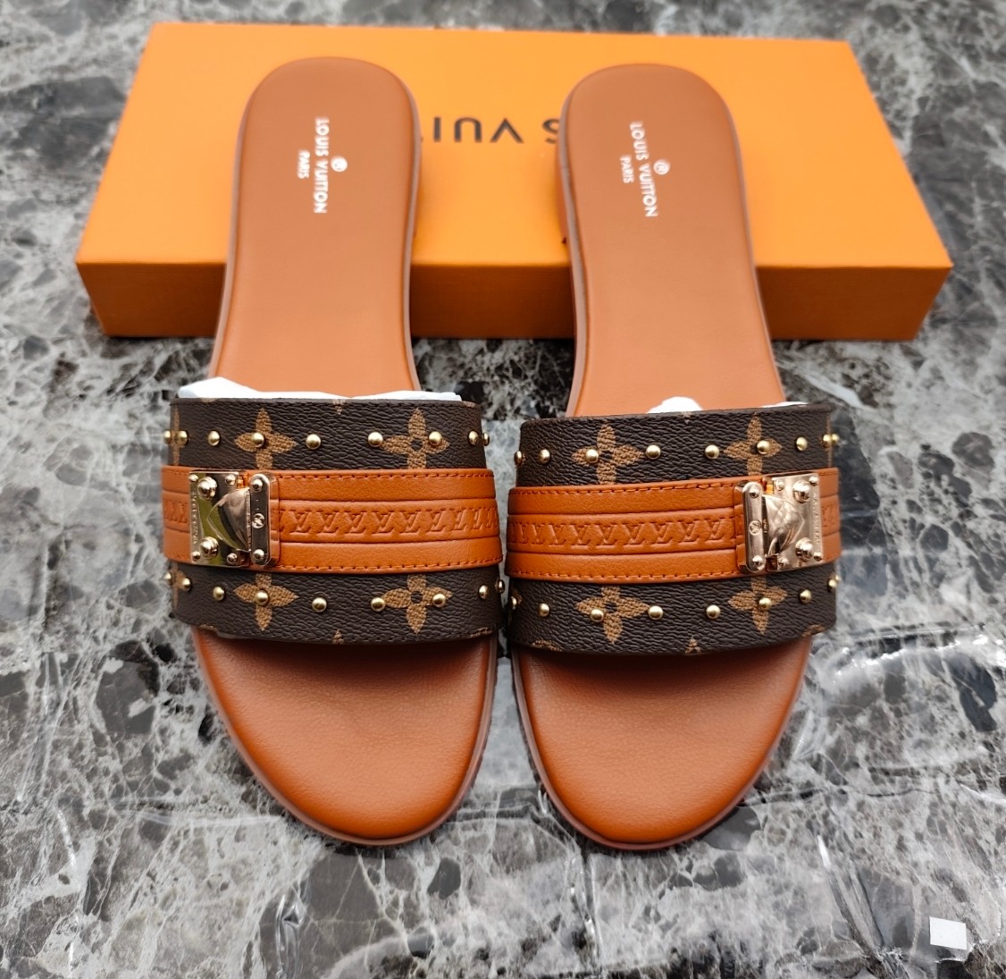 Louis Vuitton Lock It Flat Mule Sandal in Monogram Canvas - Luxury Slide 3 a1743951820995 1421