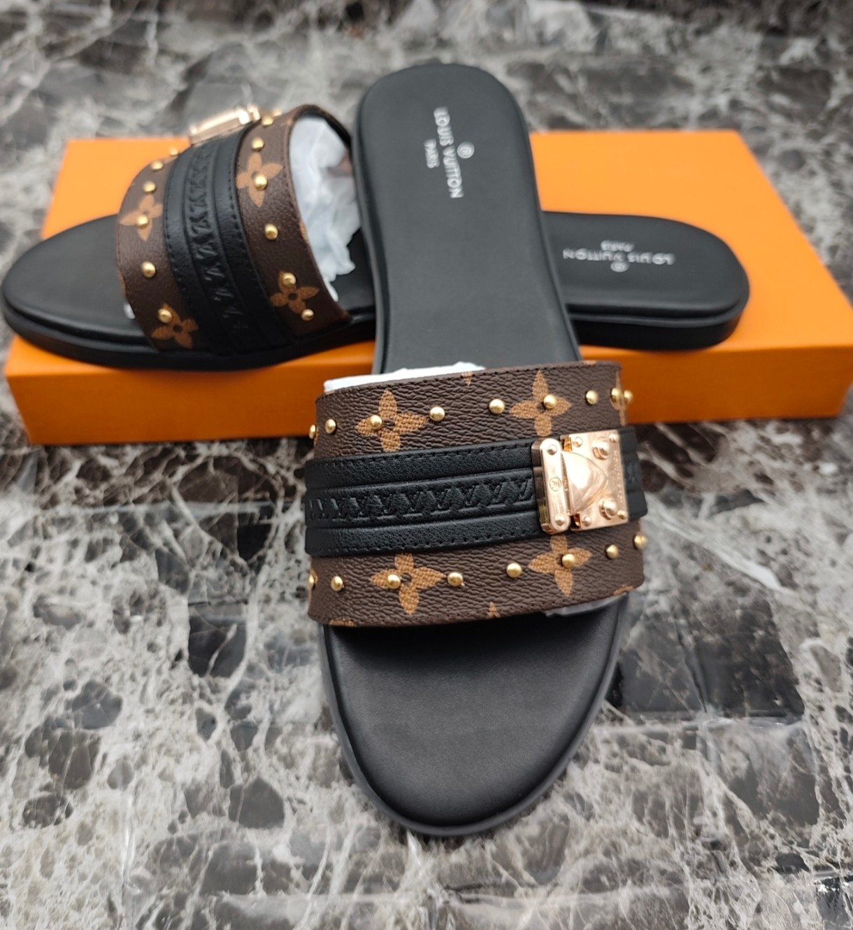 Louis Vuitton Lock It Flat Mules Sandals in Monogram Canvas 6 a1744363052510 3015