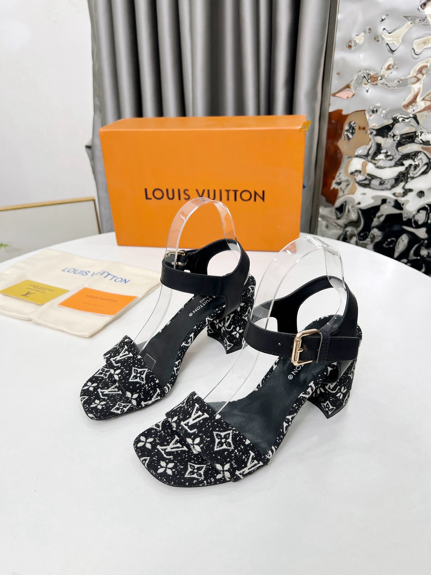 Louis Vuitton Women's Sandals Black Monogram Block Heel, Leather Sole, 6.5cm Heel 3 i1741582260857 391 0 1