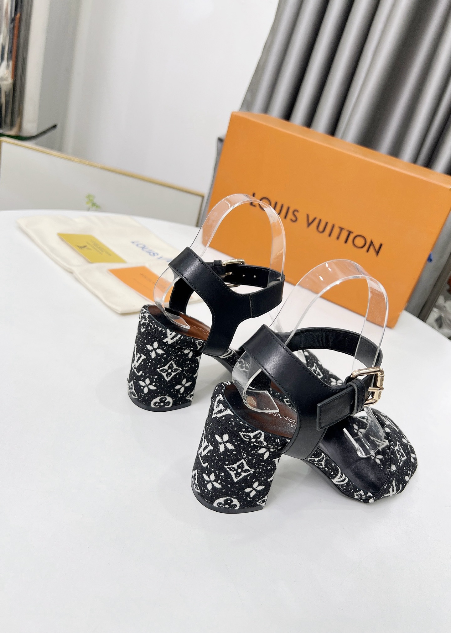 Louis Vuitton Women's Sandals Black Monogram Block Heel, Leather Sole, 6.5cm Heel 6 i1741582260897 3913 0 4