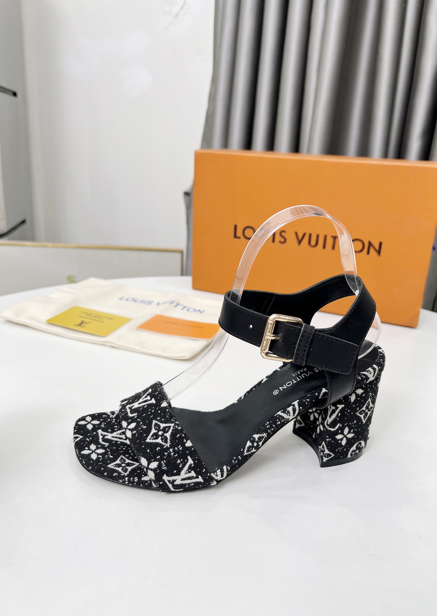 Louis Vuitton Women's Sandals Black Monogram Block Heel, Leather Sole, 6.5cm Heel 2 i1741582260935 4811 0 8