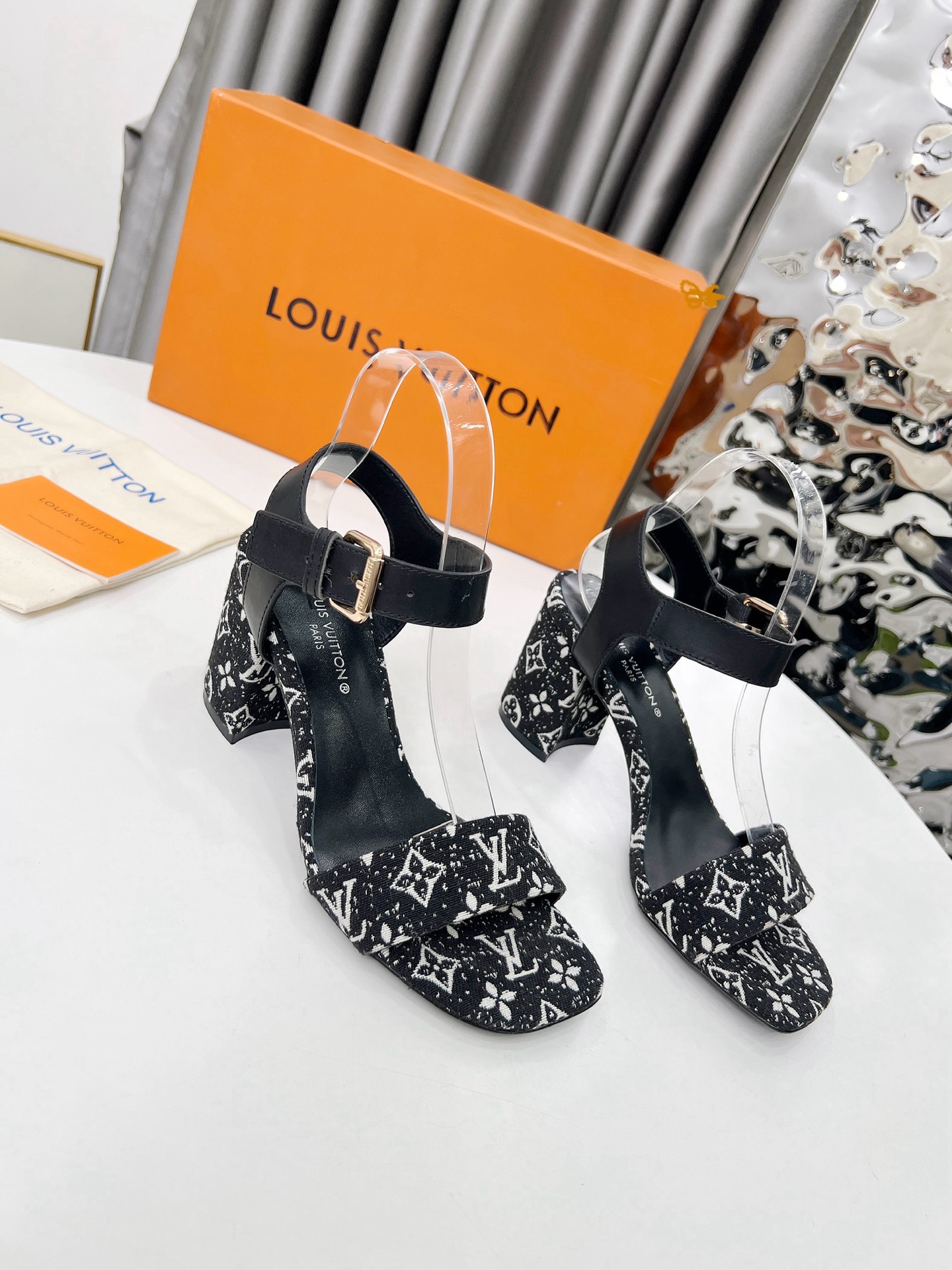 Louis Vuitton Women's Sandals Black Monogram Block Heel, Leather Sole, 6.5cm Heel 5 i1741582268025 8189 0 3
