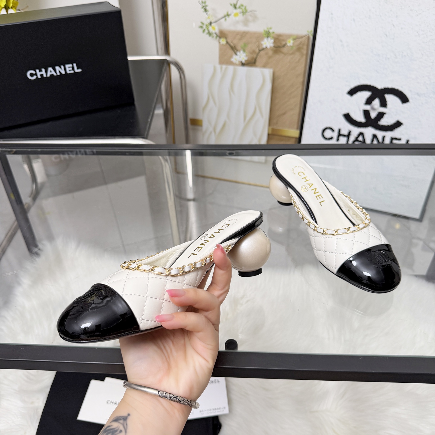 Chanel Style Beige Leather Women's Shoes Lookbook Reference image 2