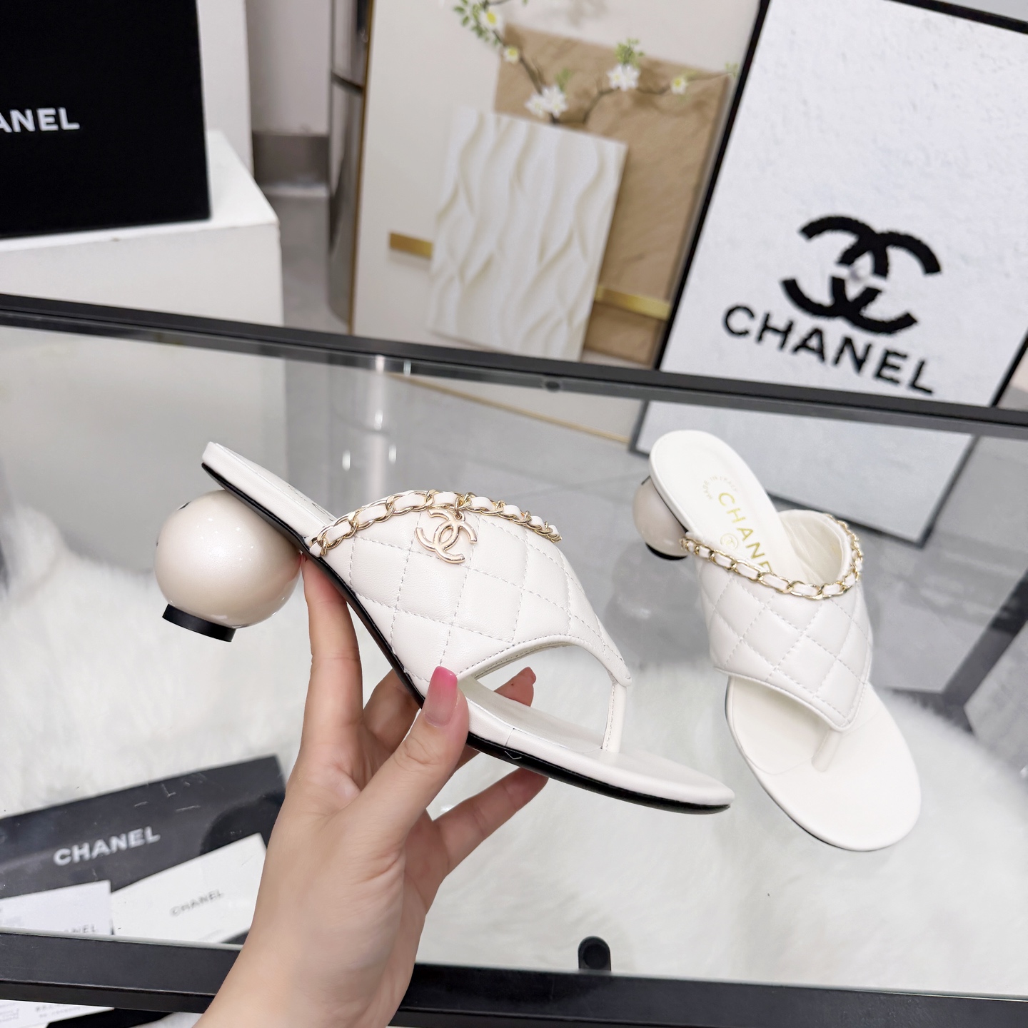 Chanel Style Beige Leather Women's Shoes Lookbook Reference image 1