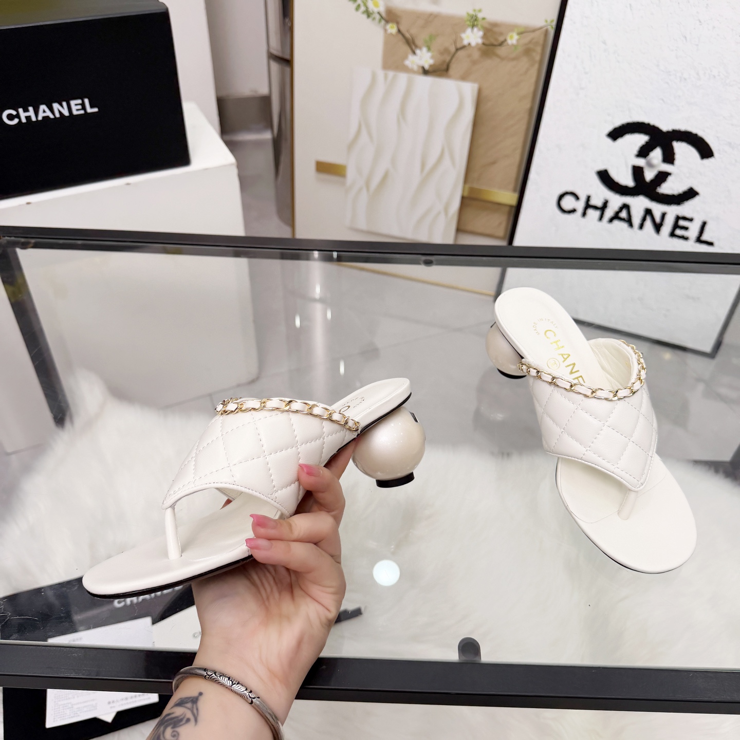 Chanel Style Beige Leather Women's Shoes Lookbook Reference image 2