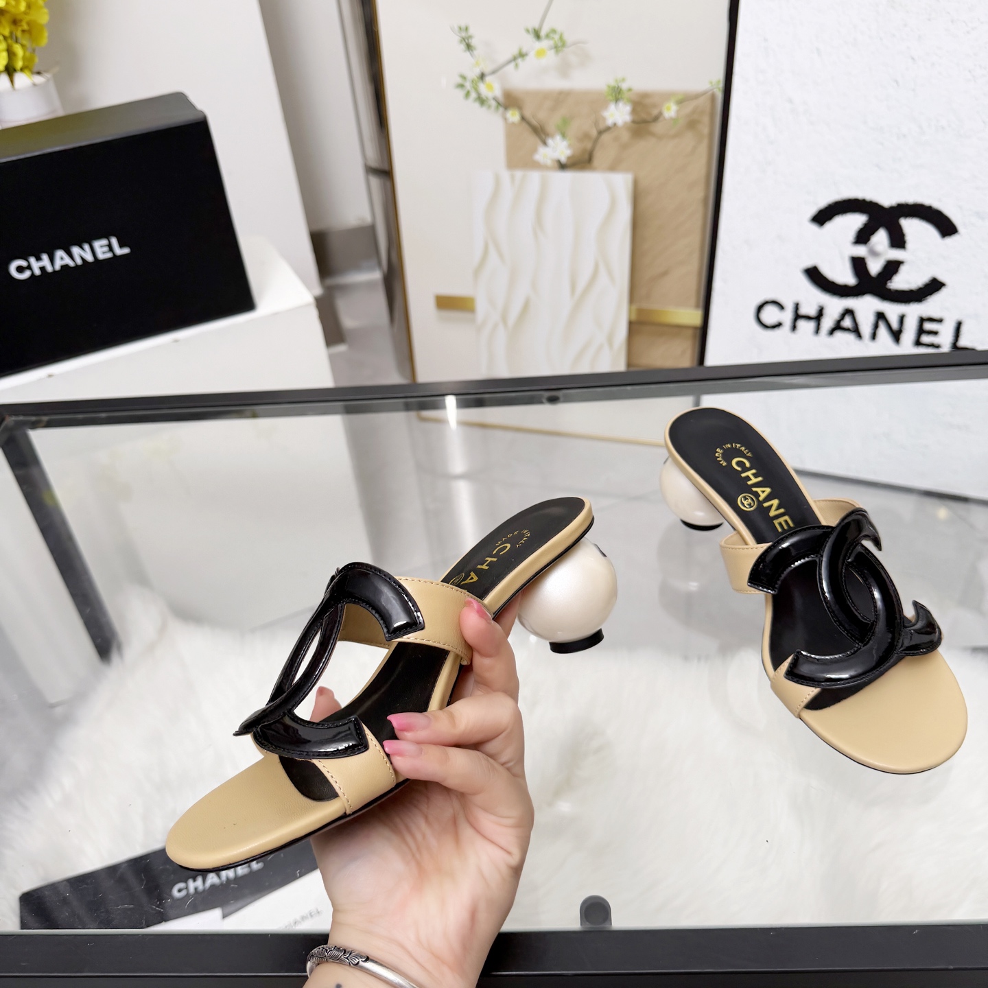 Chanel Style Beige Leather Women's Shoes Lookbook Reference image 2