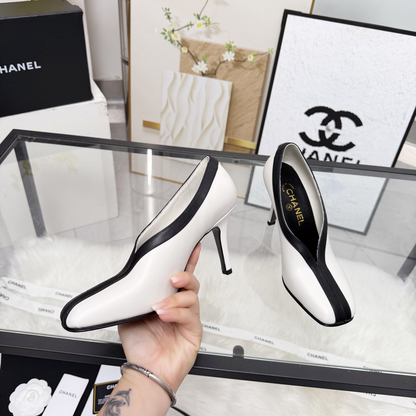 Chanel Style Beige Leather Women's Shoes Lookbook Reference image 2