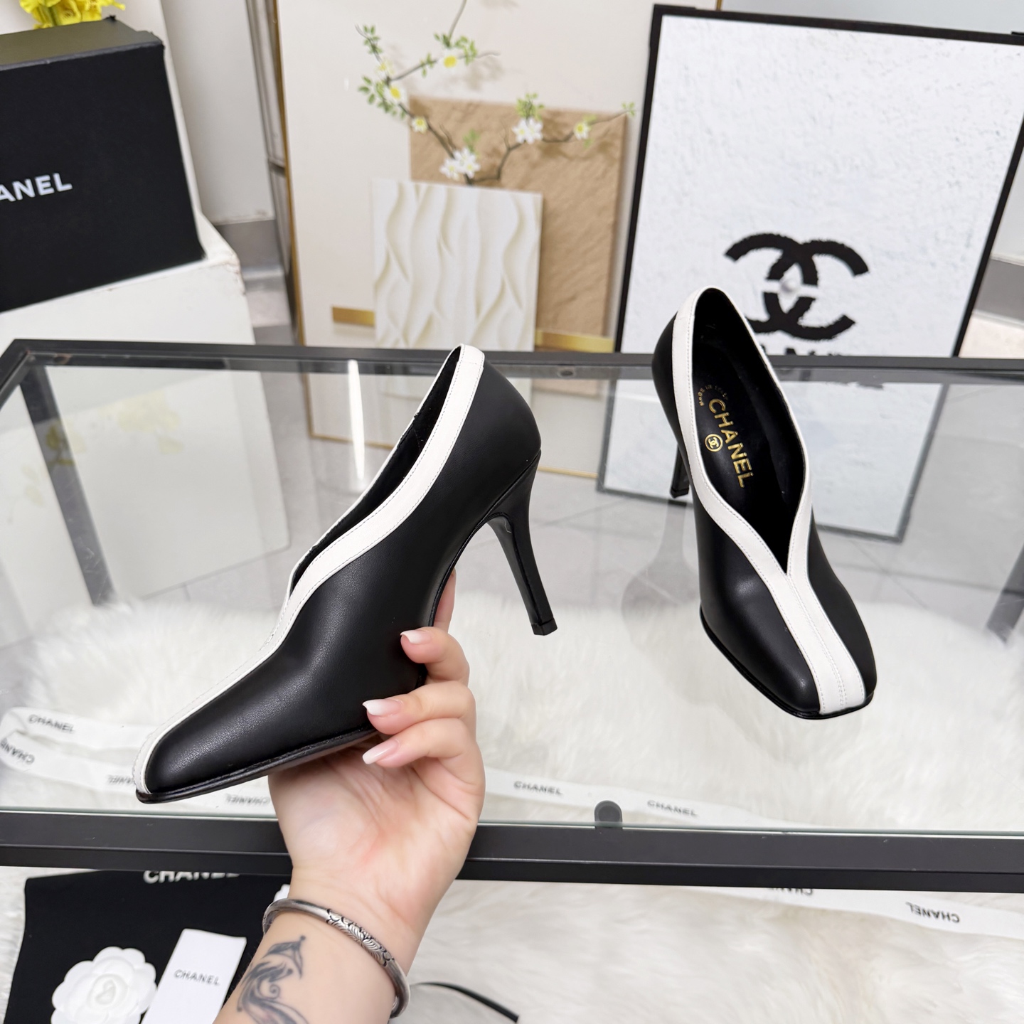 Chanel Style Beige Leather Women's Shoes Lookbook Reference image 2