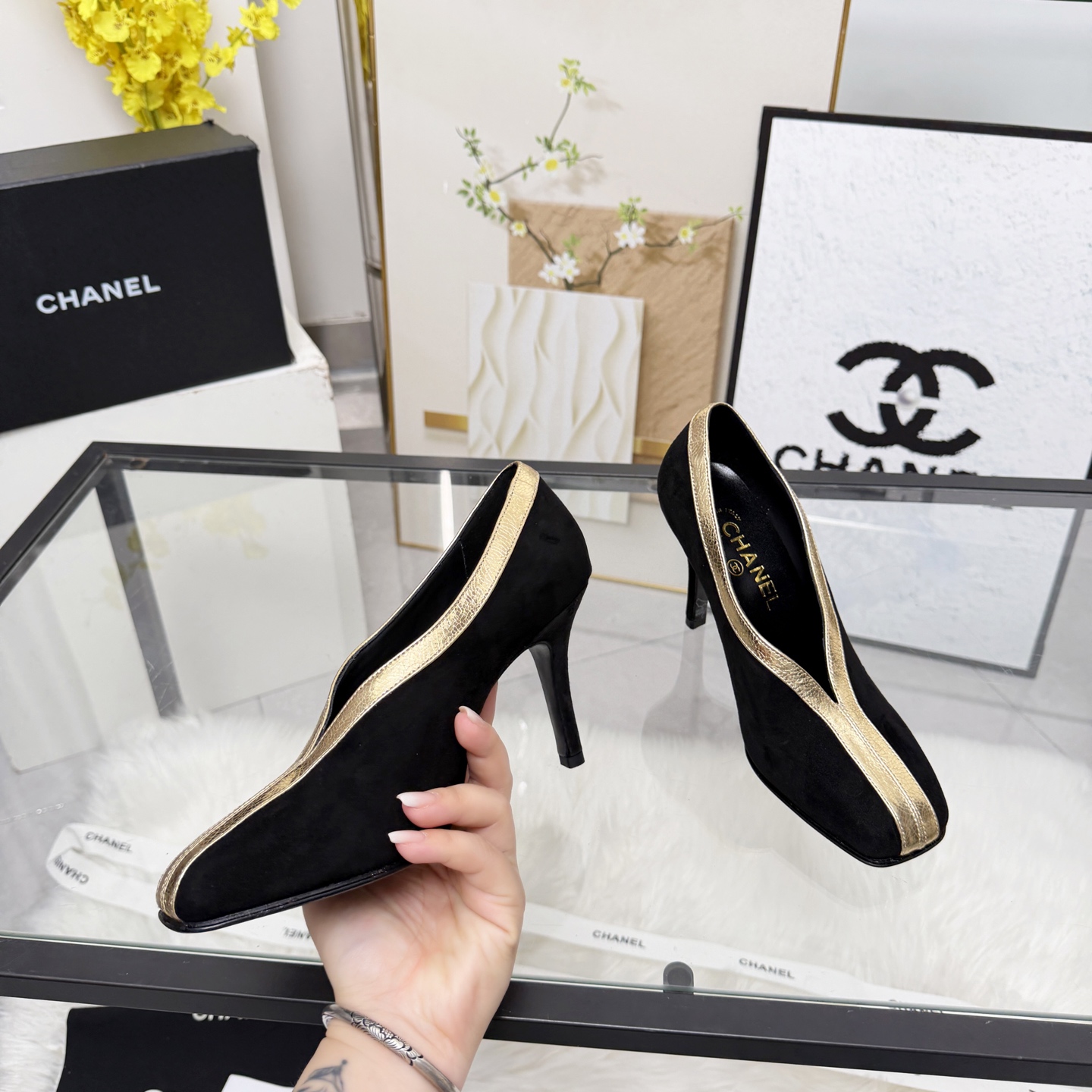 Chanel Style Beige Leather Women's Shoes Lookbook Reference image 2