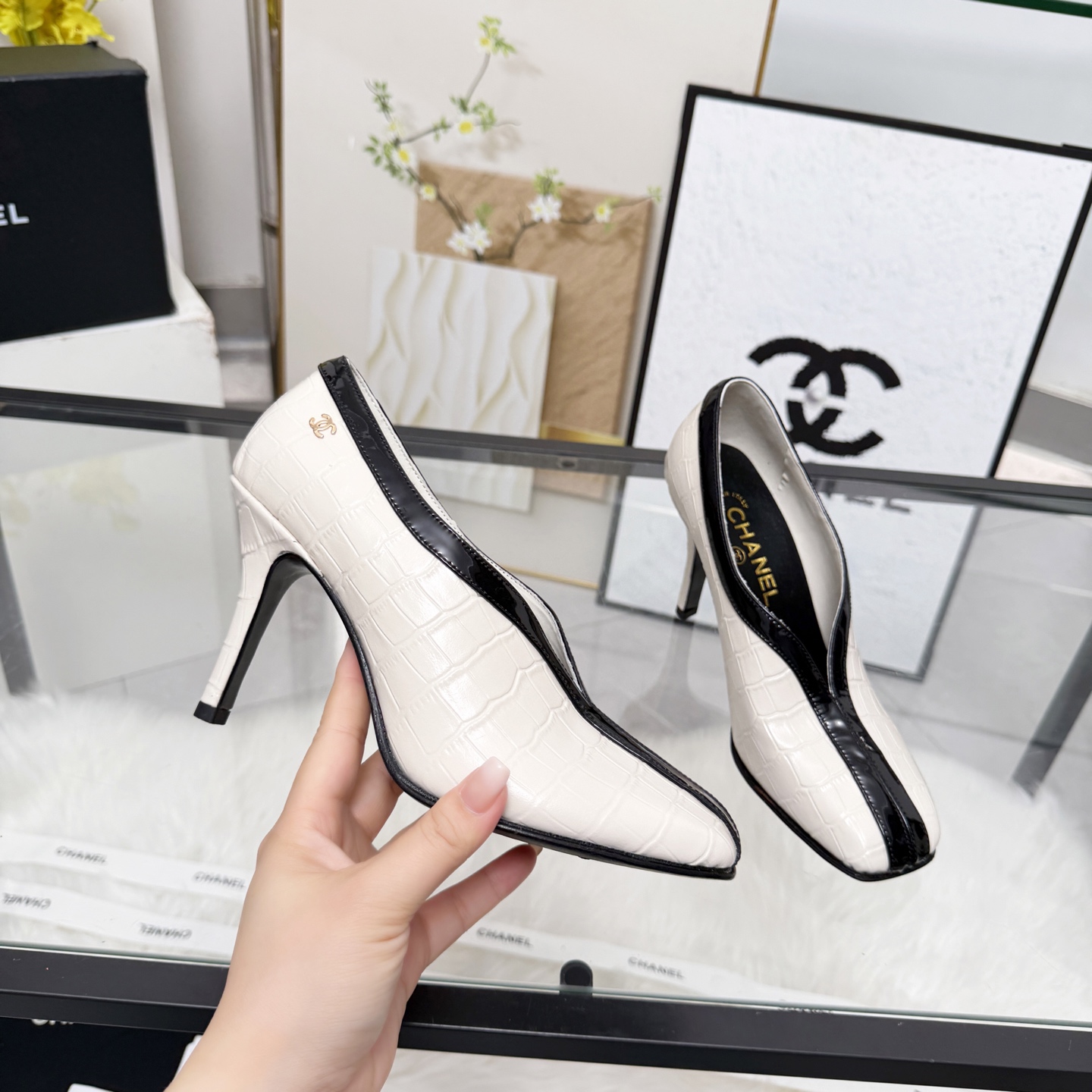 Chanel Style Beige Leather Women's Shoes Lookbook Reference image 1